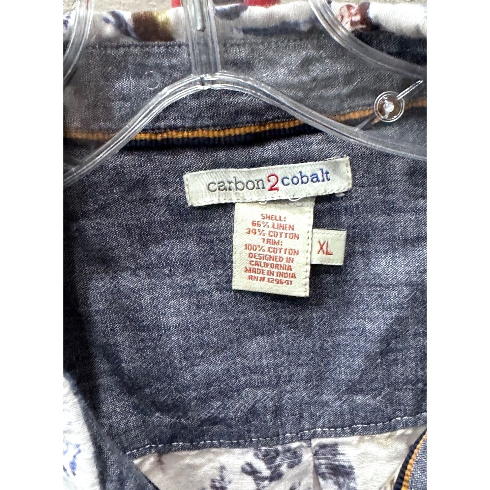 Carbon2Cobalt VINTAGE Carbon 2 Cobalt Linen Floral SHORT SLEEVE BUTTON UP SHIRT 2XL XXL Size US XXL / EU 58 / 5 - 6 Thumbnail