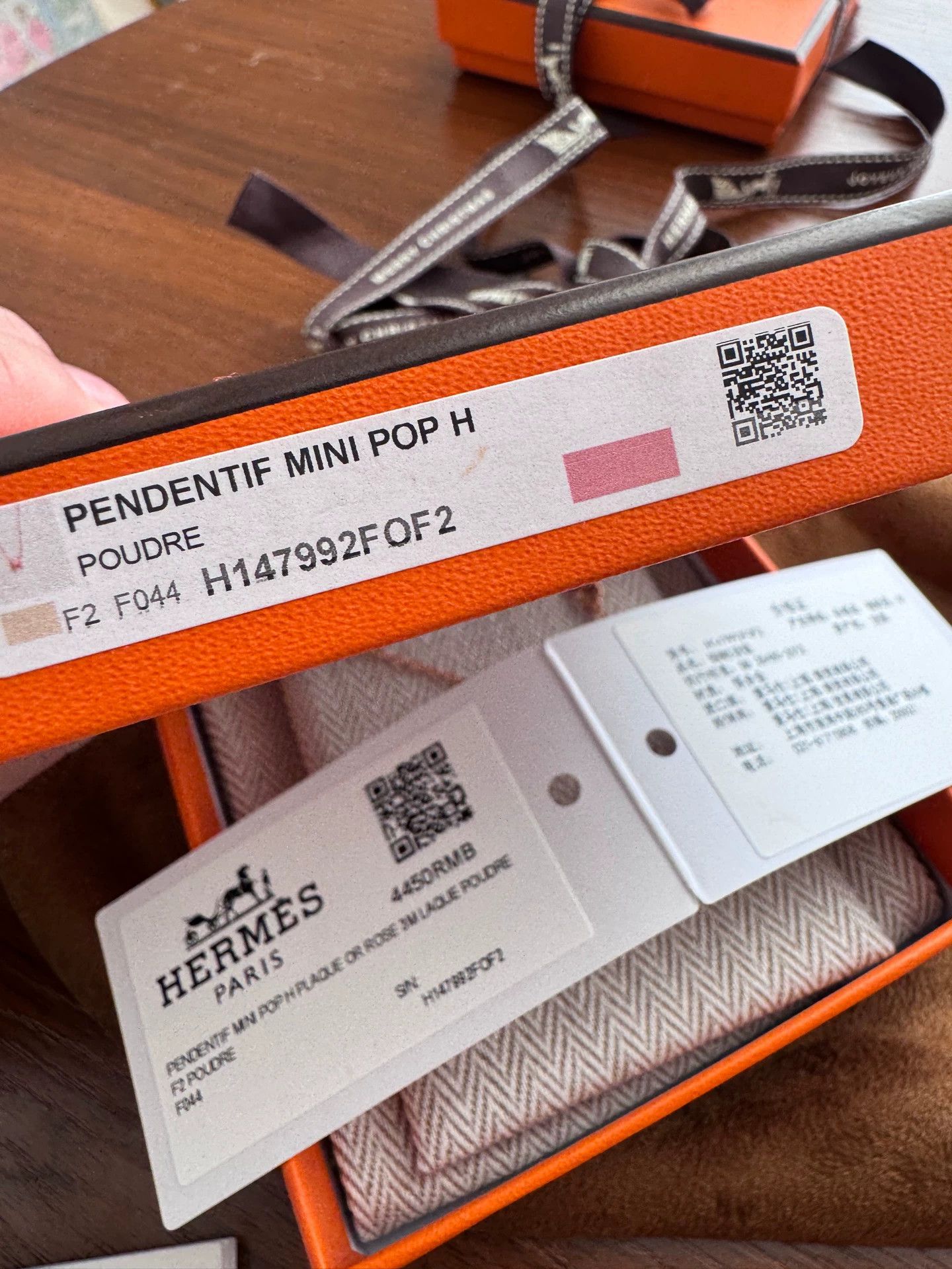 Hermes HERMES Mini Pop H Necklace Apricot Pink Rose Gold Tone Size ONE SIZE - 6 Thumbnail