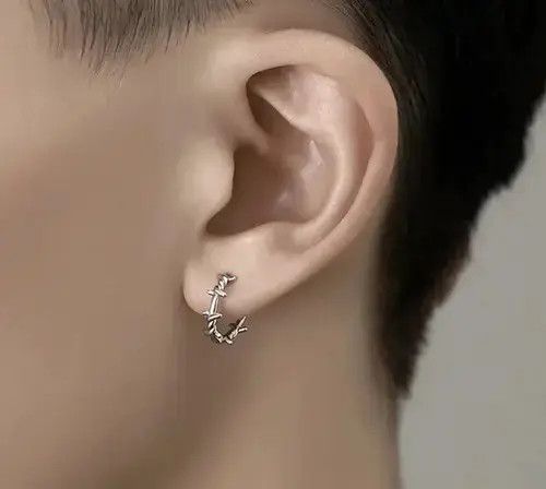 Other Gothic Silver Thorns Hoops Earring (1 pair) Size ONE SIZE - 4 Thumbnail