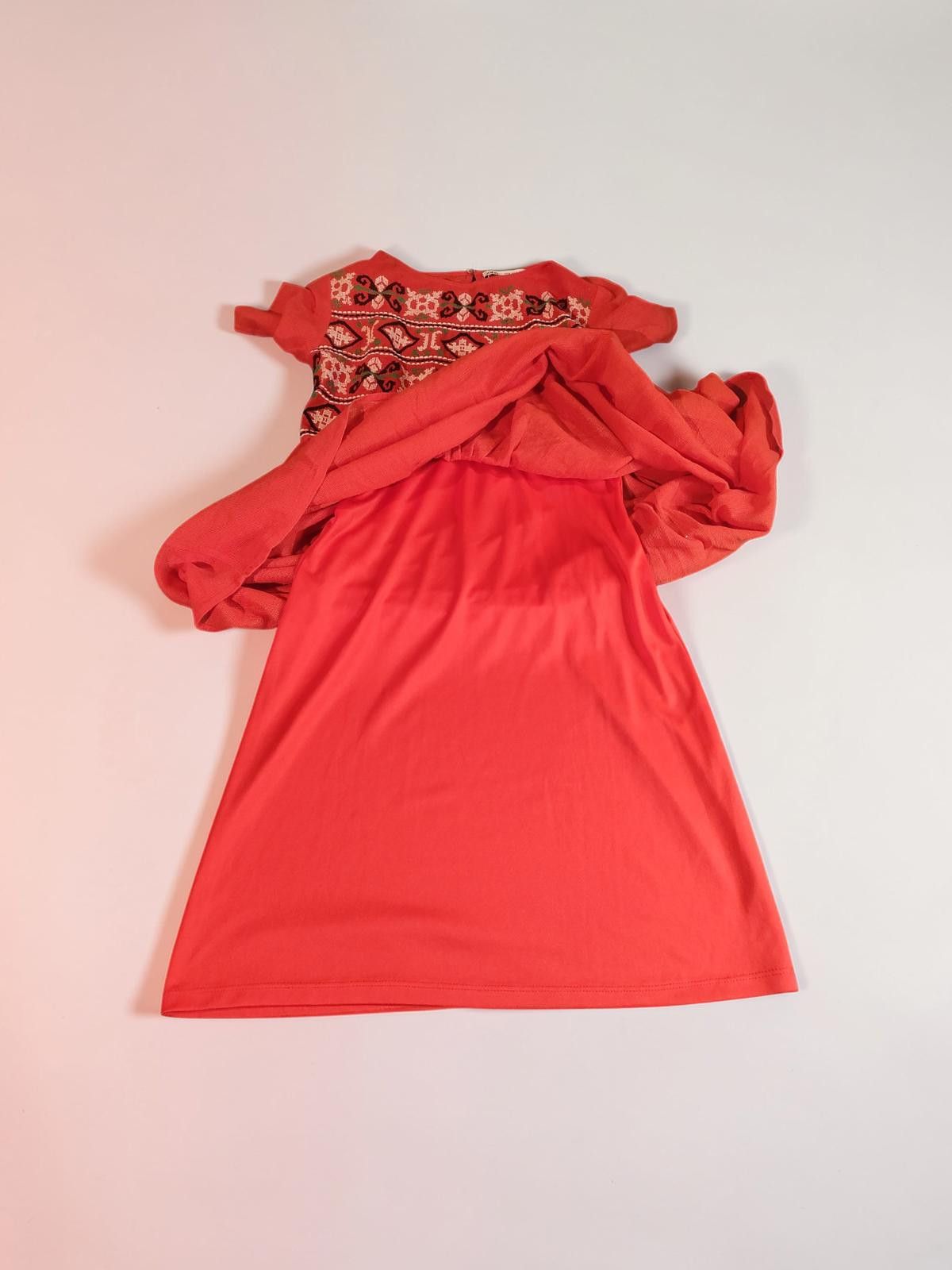 Zara ZARA Medium Coral Embroidered Midi Dress Size M / US 6-8 / IT 42-44 - 9 Thumbnail