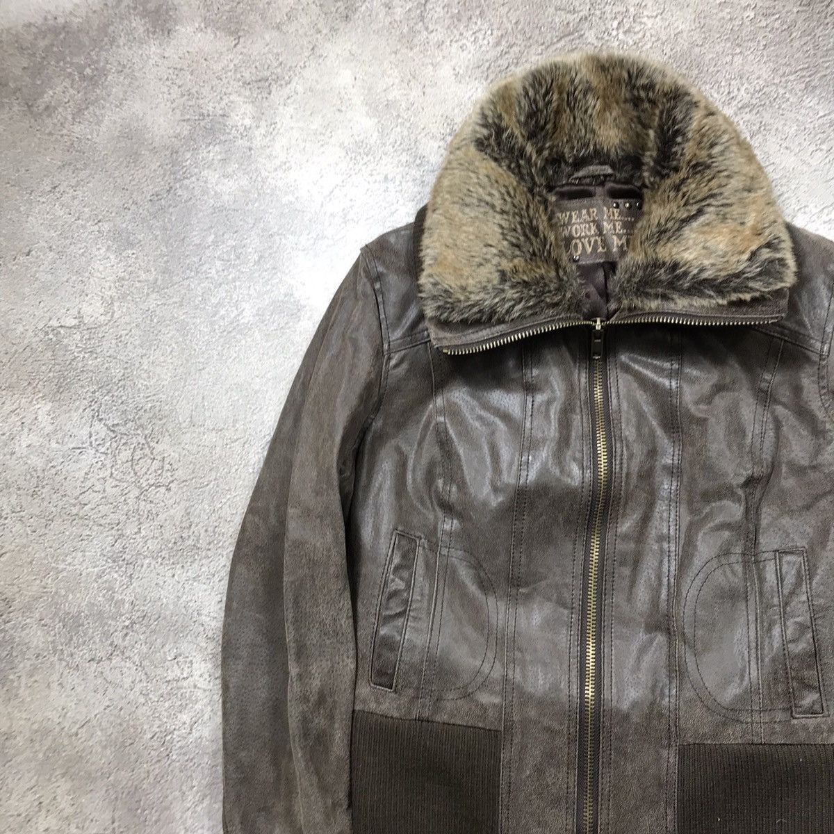 Vintage Vintage 90s Faded Leather Bomber Jacket Streetwear Baggy M Size M / US 6-8 / IT 42-44 - 3 Thumbnail