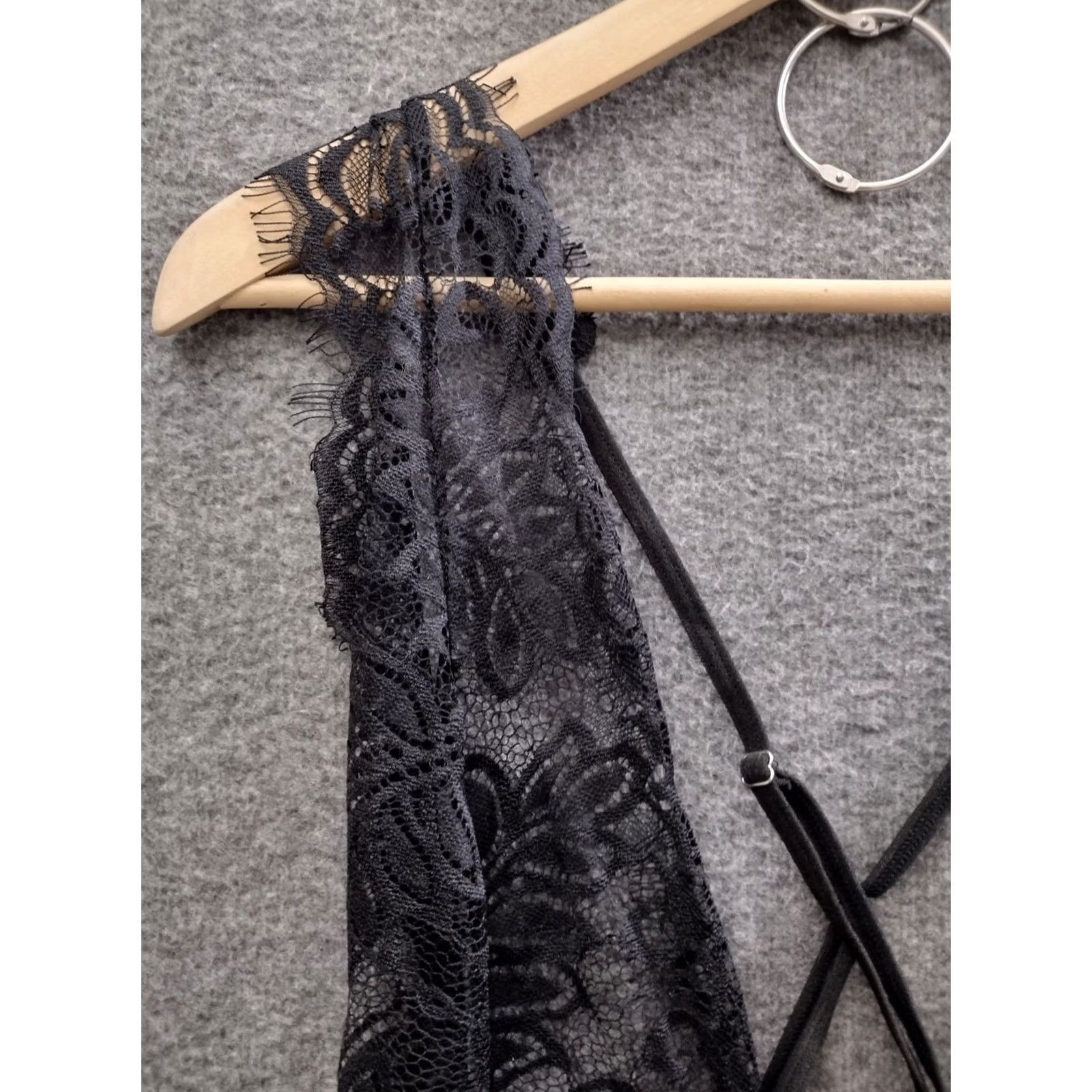 Vintage AvidLove Teddy lingerie Woman XL black lace Plunge V-Neck Cross Back One Piece Women Size XL Teddy lingerie Size ONE SIZE - 7 Thumbnail