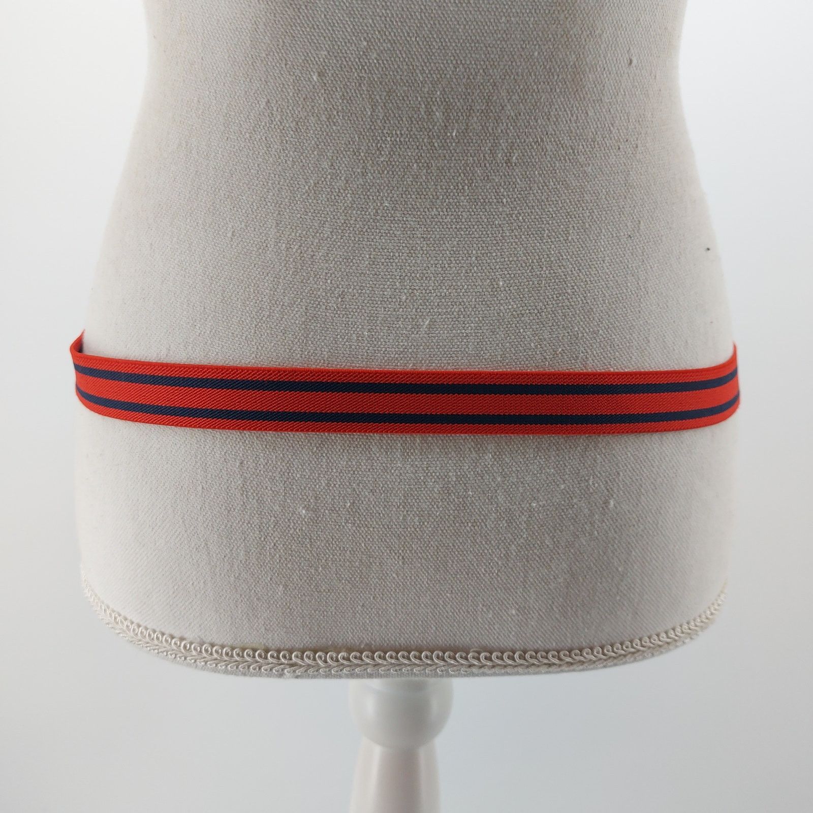 Vintage Women's Vintage Red Navy Blue Striped Skinny Cinch Belt OS Size ONE SIZE - 4 Thumbnail
