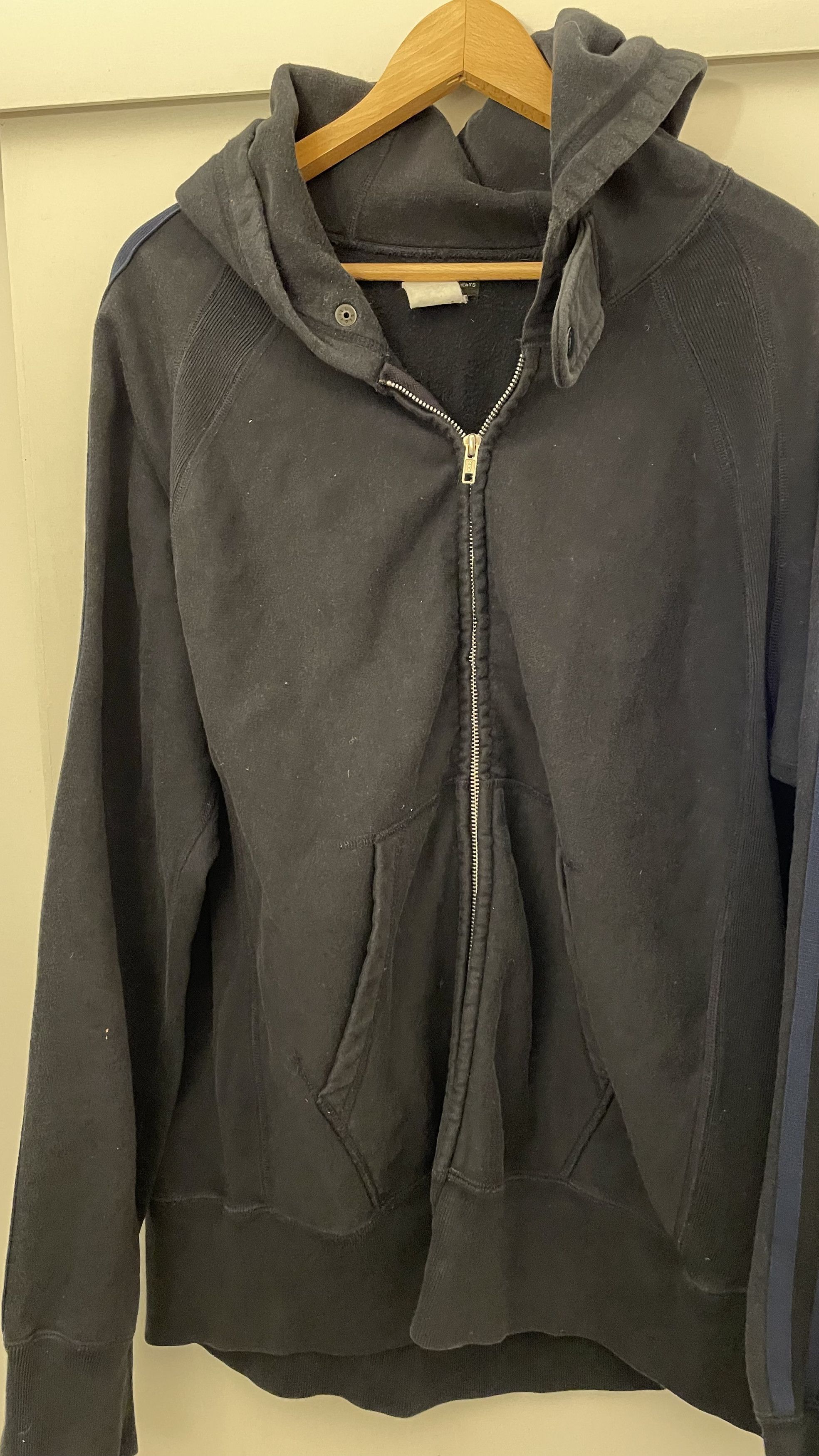 Engineered Garments Heavy Black Hoody contrasting blue stripe side pockets Size US XL / EU 56 / 4 - 1 Thumbnail