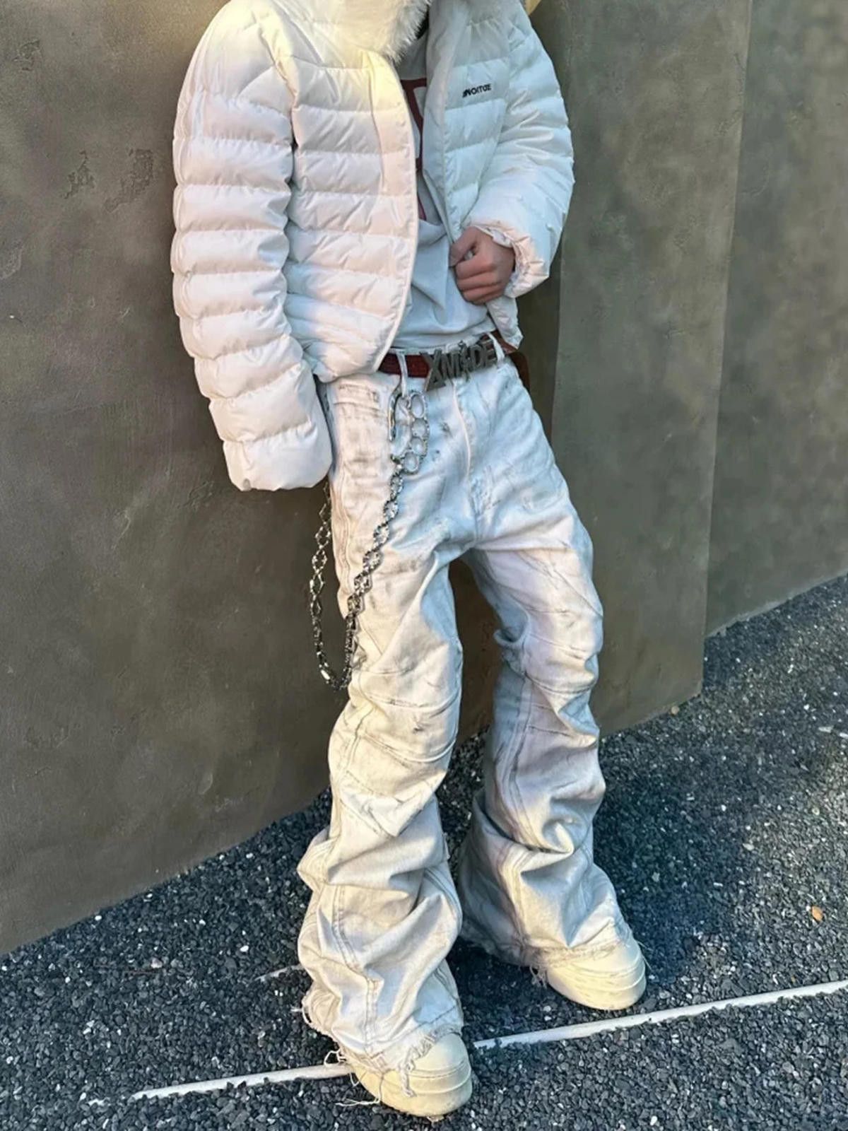 Other Tie-Dye Micro-Flare Floor-Length White Denim | Washed Stack Size US 32 / EU 48 - 4 Thumbnail