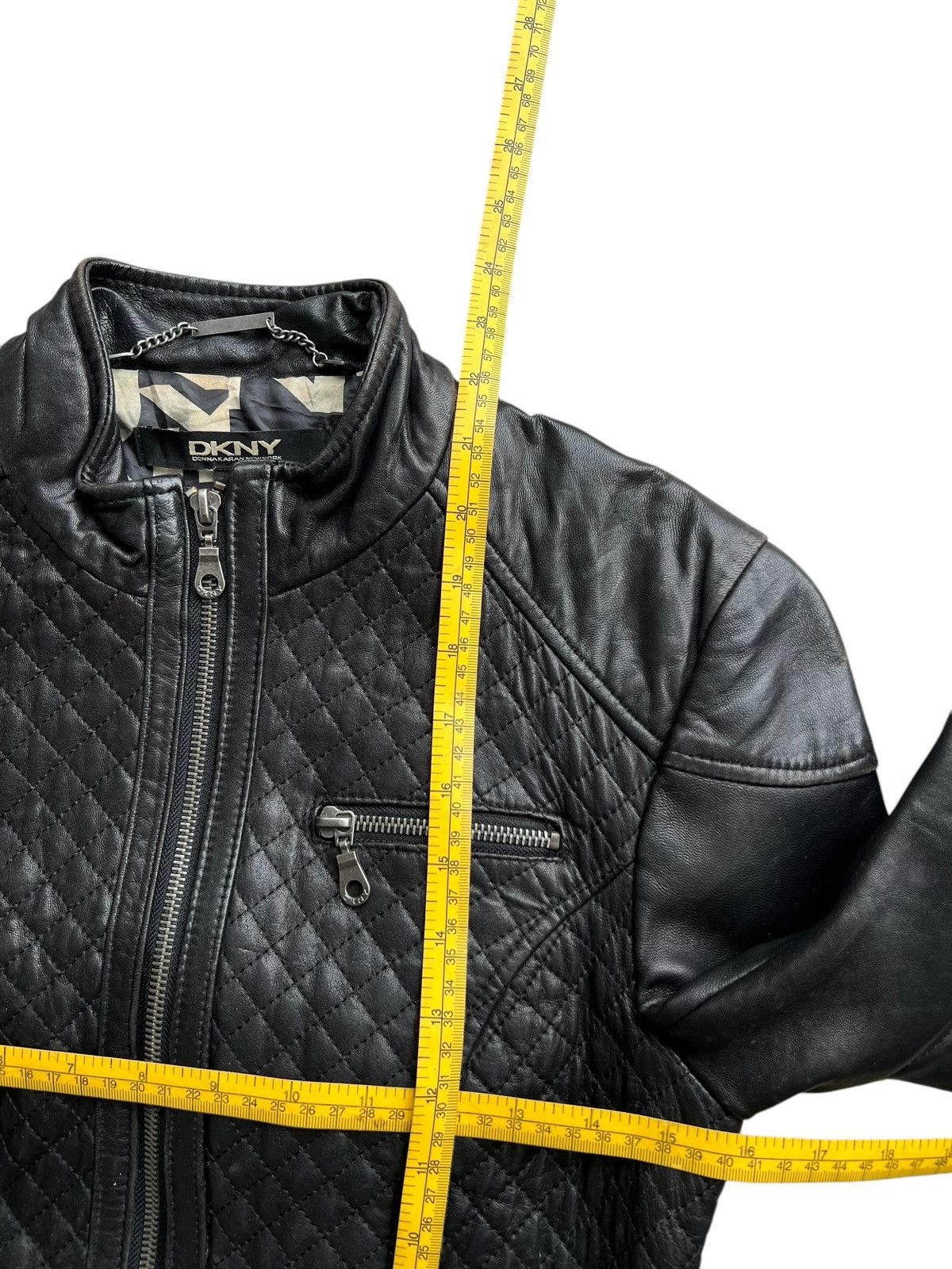Japanese Brand DKNY Gothic Black Racing Biker Leather Jacket LGB ISWN Size XS / US 0-2 / IT 36-38 - 18 Thumbnail
