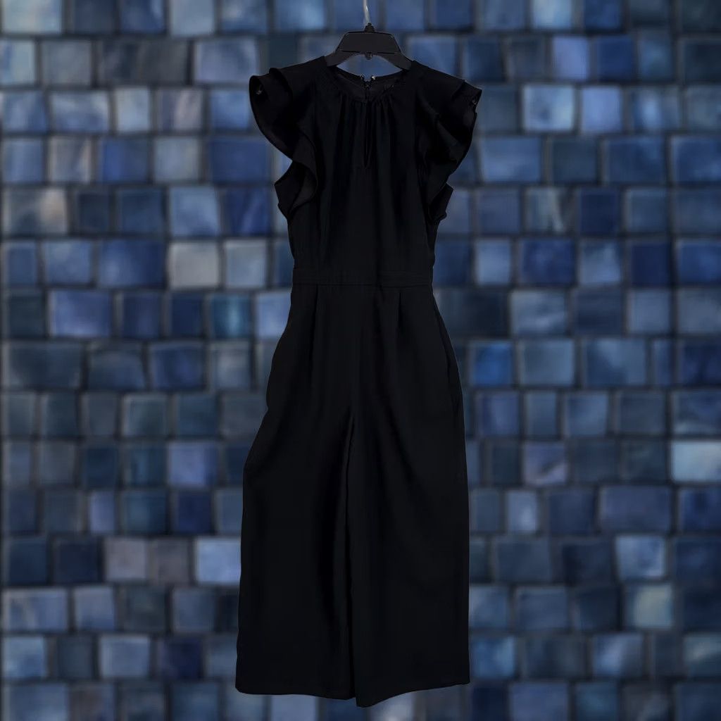 J.Crew J.CREW Jumpsuit Womens 0 Black Ruffle Wide Leg Crop Dressy Work Office Shirt? Size XS / US 0-2 / IT 36-38 - 1 Thumbnail