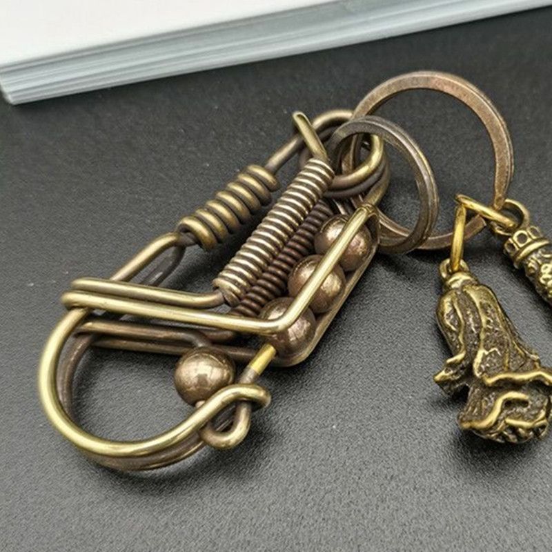 Vintage Brass Handicraft Mechanical KeyRing Size ONE SIZE - 4 Thumbnail