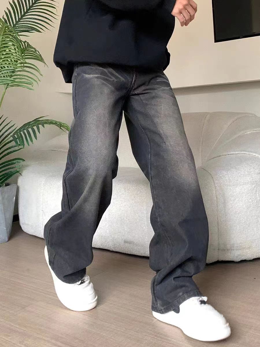 Japanese Brand × Jean Vintage Washed Faded Wide Leg Black Jeans Size US 28 / EU 44 - 4 Thumbnail