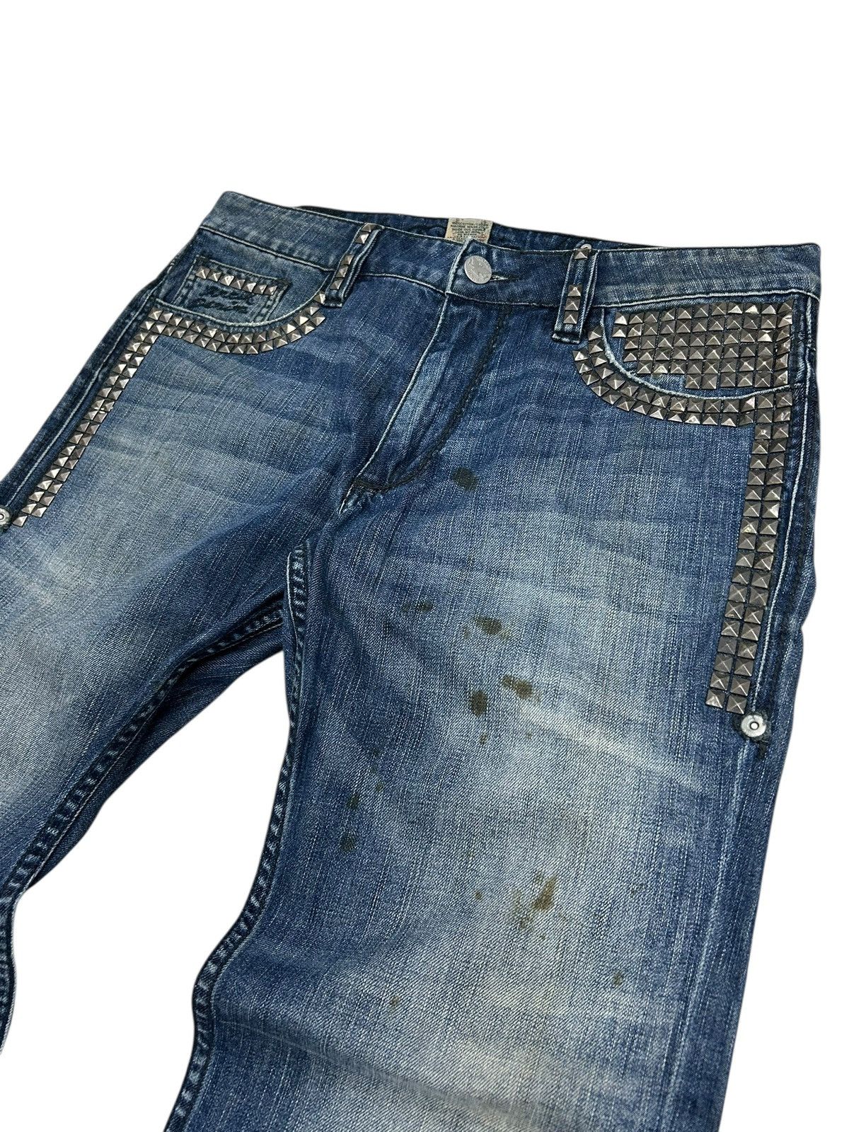 20471120 × GOSTAR DE FUGA × Japanese Brand Antik Heritage Denim Baggy Style Studded Mud Washed Distress Size US 34 / EU 50 - 7 Thumbnail