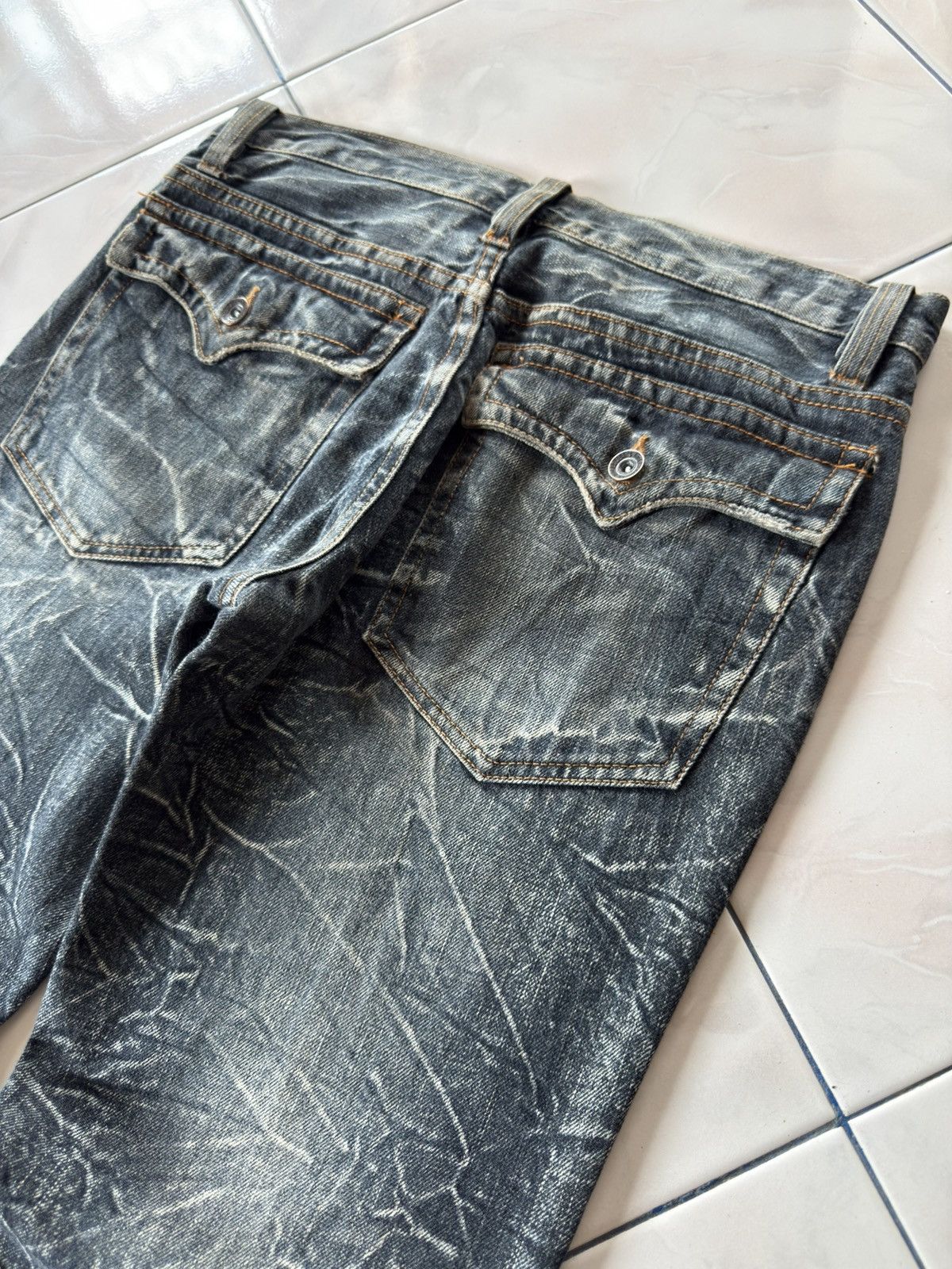 If Six Was Nine Nylaus Japan Shatter Wash Spiral Glam Flared Jeans Size US 30 / EU 46 - 14 Thumbnail
