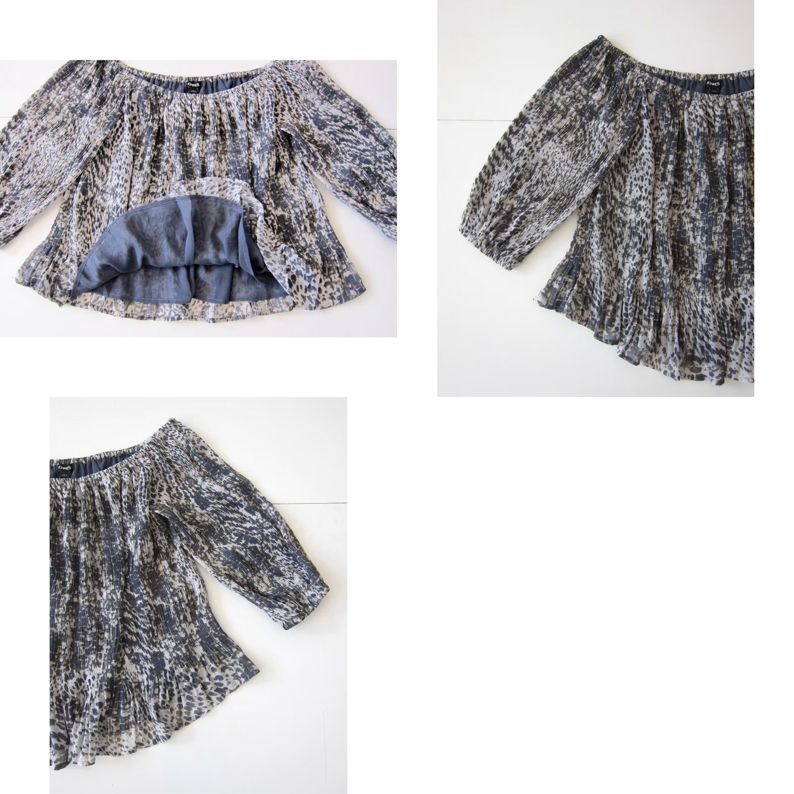 Express NWT Express Blouse Shirt 3/4 Sleeve Off the Shoulder Tunic Medium Gray Size M / US 6-8 / IT 42-44 - 8 Thumbnail