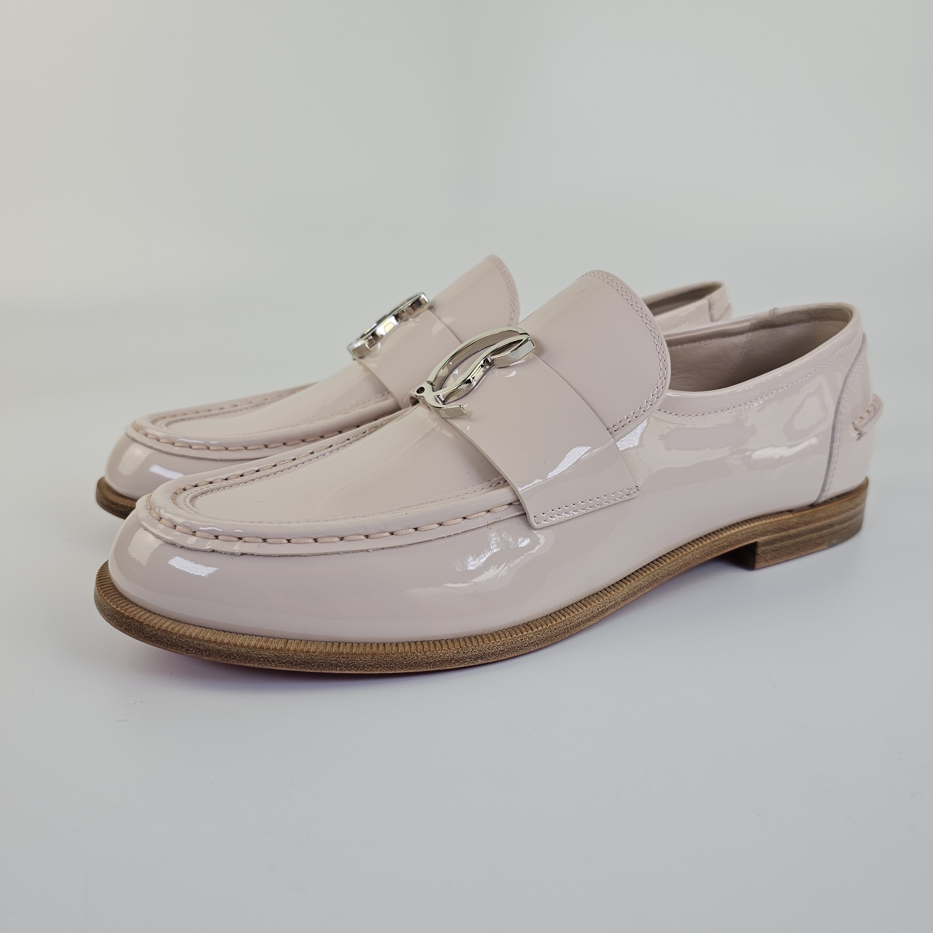 Christian Louboutin CL Moc Pink Loafers New Size 38.5