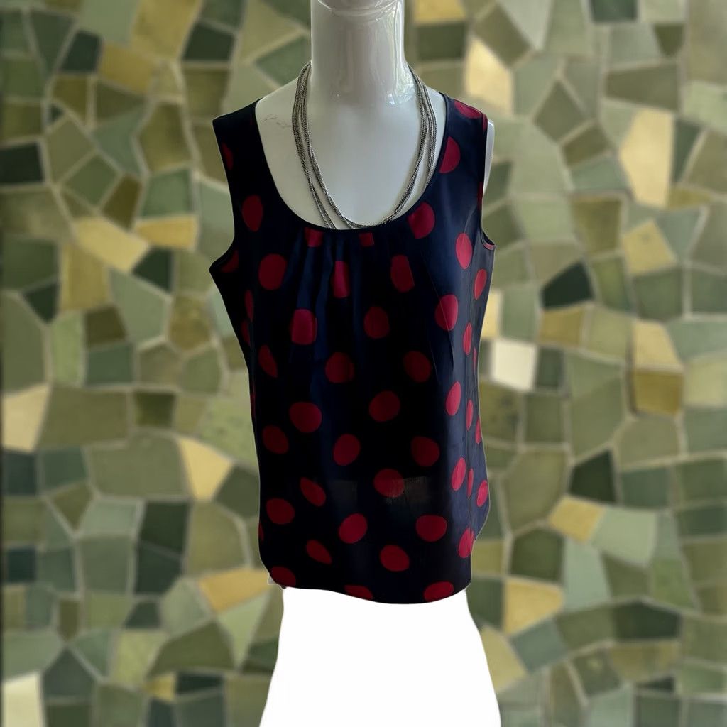 Talbots TALBOTS Women Tank Top 6 Multicolor Polka Dot Lightweight Pleat Front Polyester Size M / US 6-8 / IT 42-44 - 1 Thumbnail