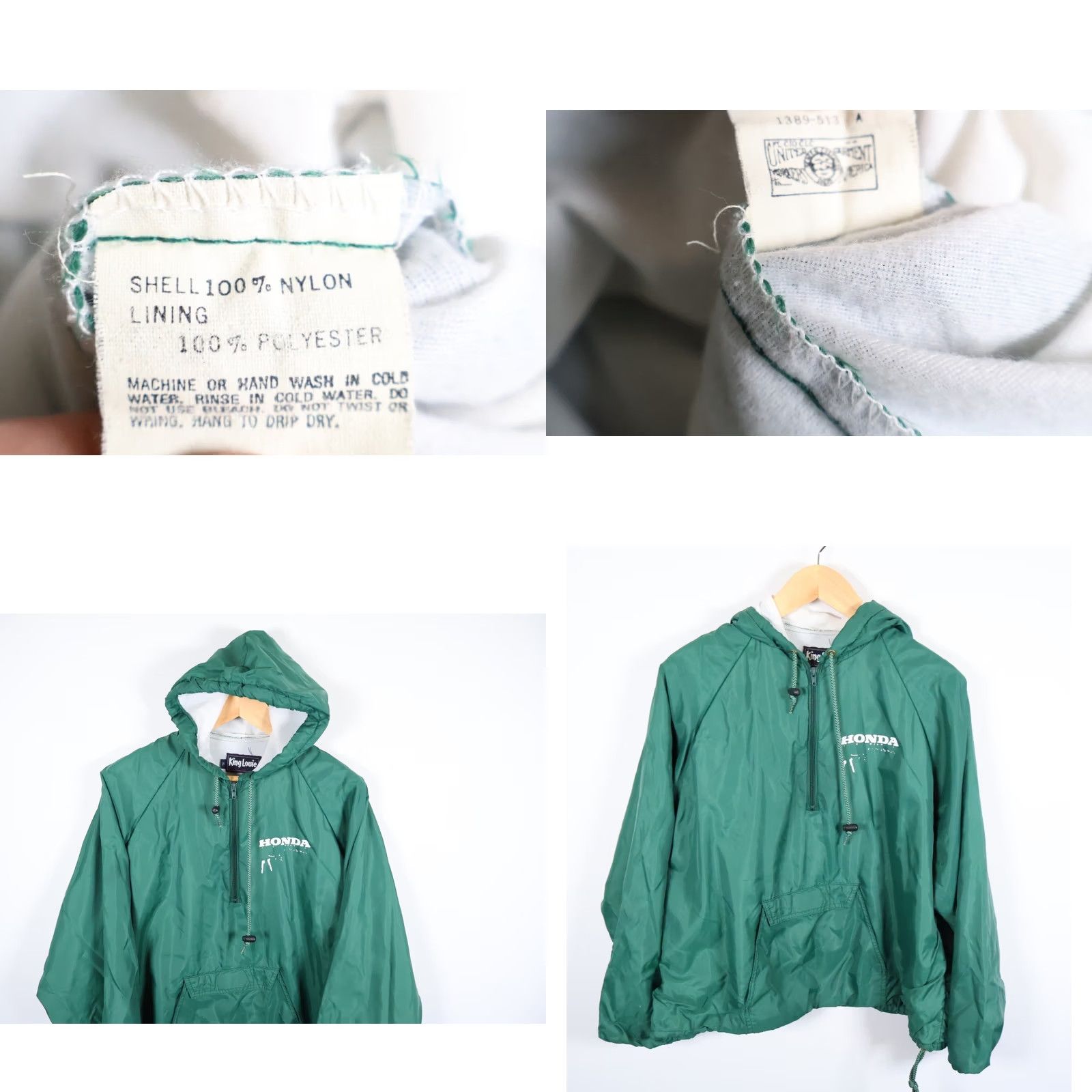 Vintage VINTAGE 80s King Louie Honda Windbreaker Jacket Mens XL Green 1/4 Zip USA Made Pullover Size US XL / EU 56 / 4 - 9 Thumbnail