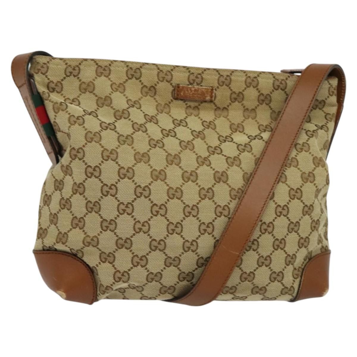 Gucci GUCCI GG Canvas Web Sherry Line Shoulder Bag Beige Red Green Size ONE SIZE - 1 Thumbnail