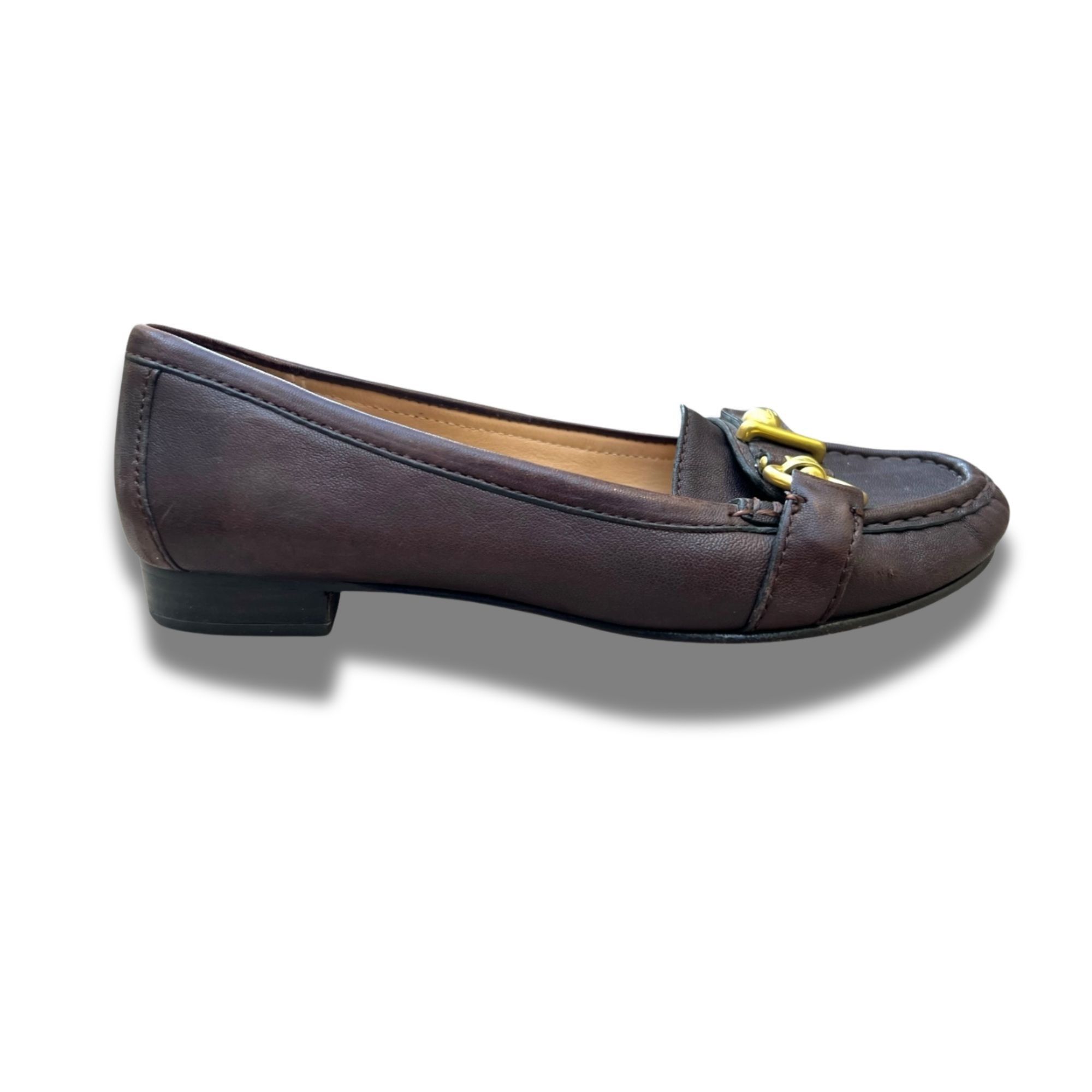 Coach Coach Brown Leather Ballet Flats W/ Gold Hardware & Buckle A Size US 7.5 / IT 37.5 - 4 Thumbnail