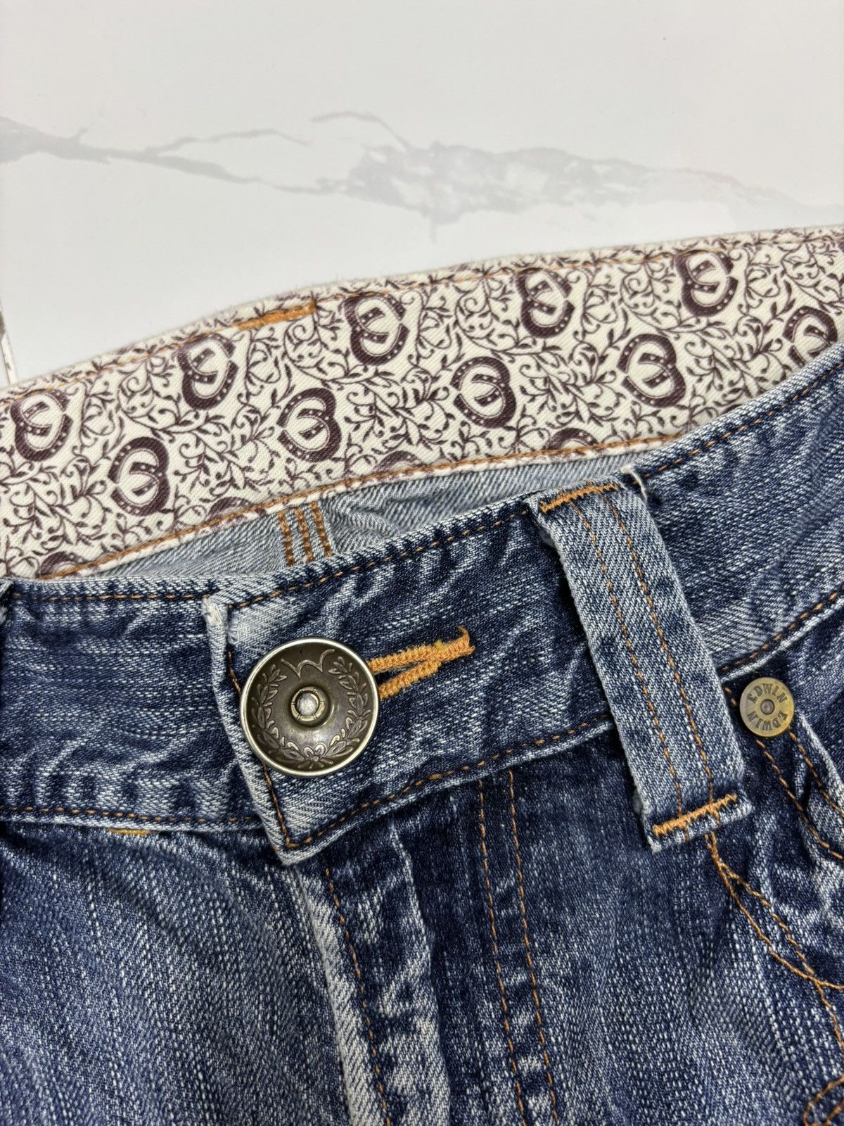 Kapital FLARE JEANS EDWIN BLUE TRIP 503 DISTRESSED DENIM JEANS Size US 33 - 11 Thumbnail