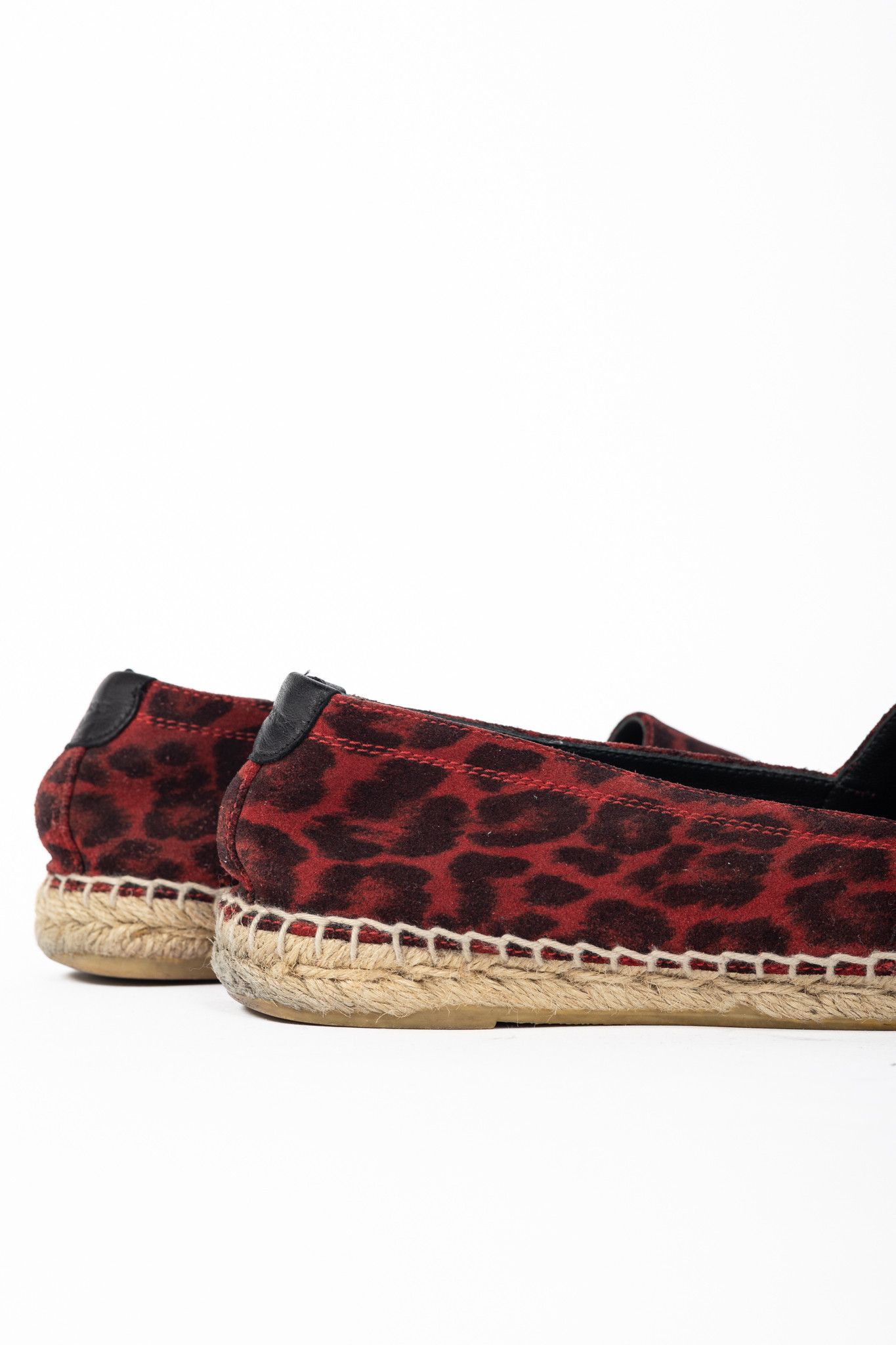 Saint Laurent Paris Saint Laurent Red Leopard Suede Flat Espadrilles Size US 4 / IT 34 - 8 Thumbnail