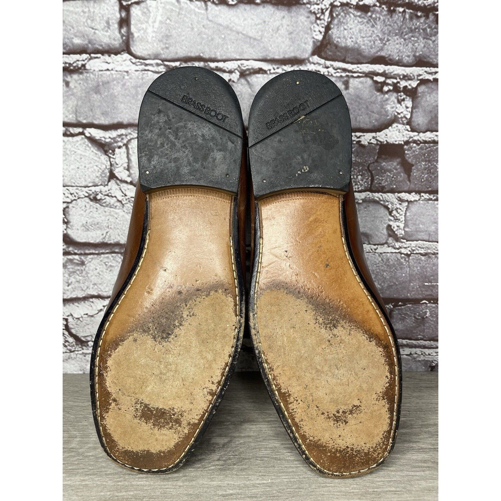 Other Brass Boot Brown Leather Basket Weave Loafers Dress Shoes Me Size US 10 / EU 43 - 11 Thumbnail