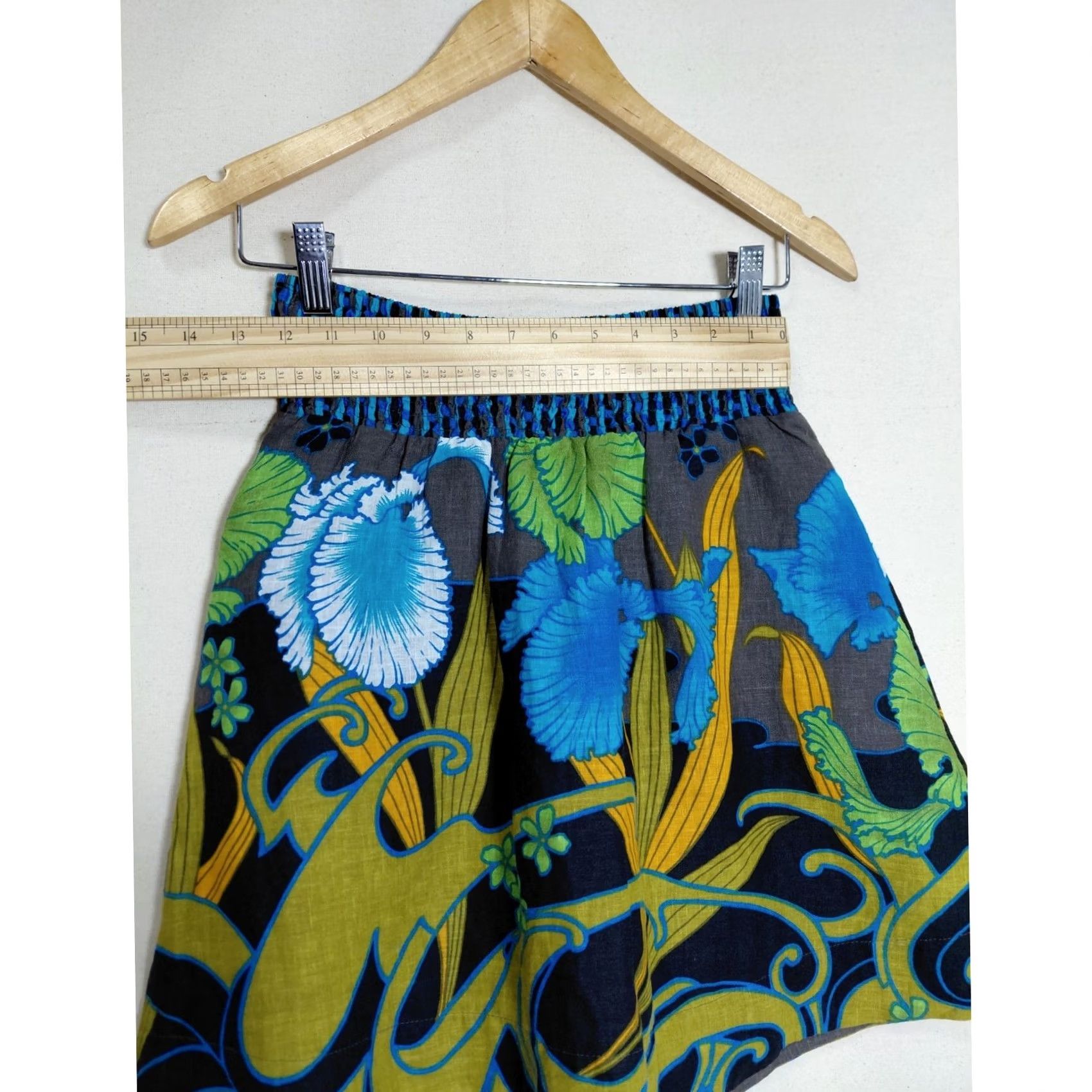 Free People FREE PEOPLE Floral Linen Blend Skirt Blue Green XS Short A-Line Womens Skirt XS Petite Micro-Review Size 26" / US 2 / IT 38 - 8 Thumbnail