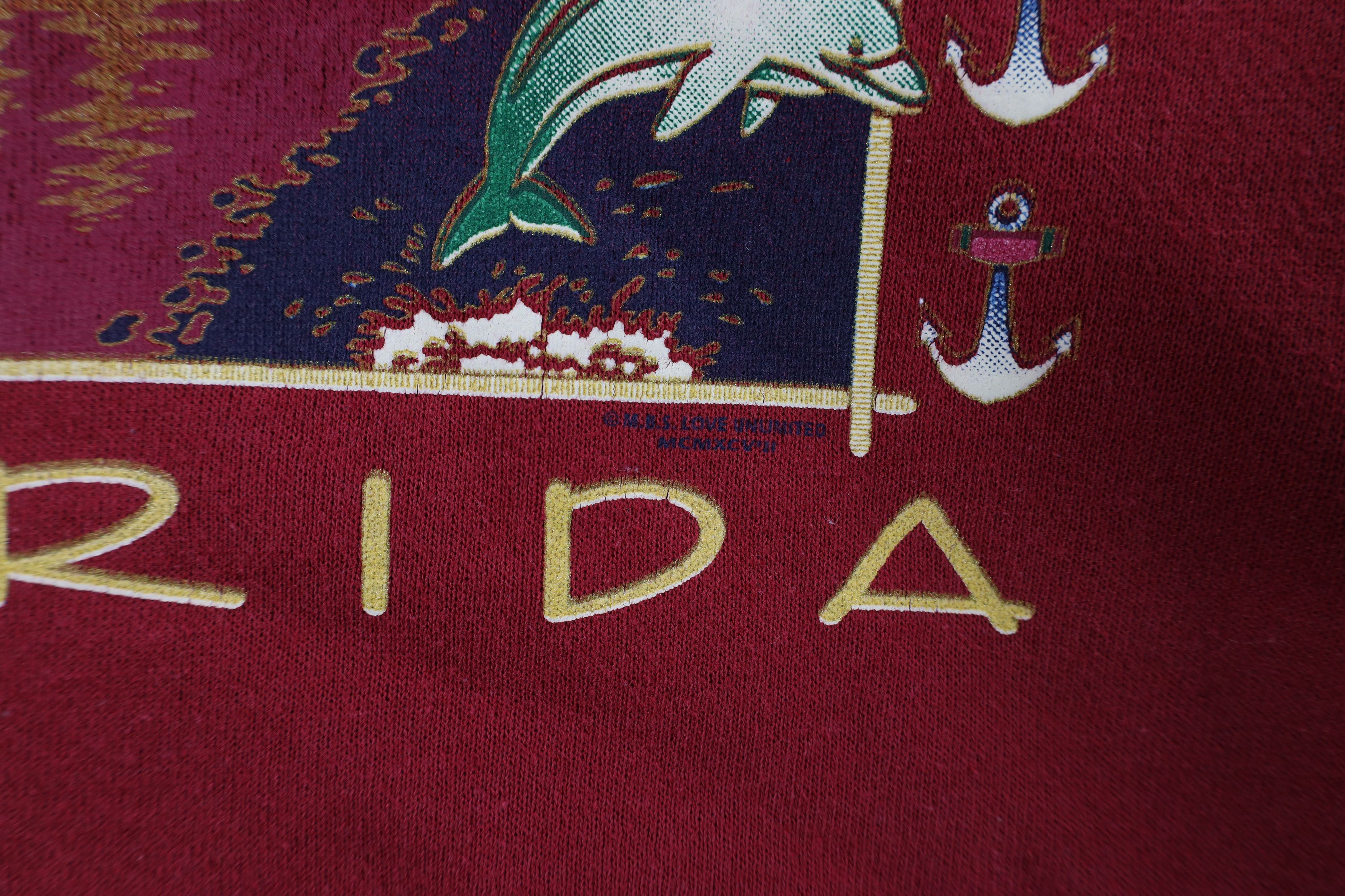 Vintage Vintage 90s Streetwear Spell Out Florida Dolphin Sweatshirt Size US XXL / EU 58 / 5 - 5 Thumbnail