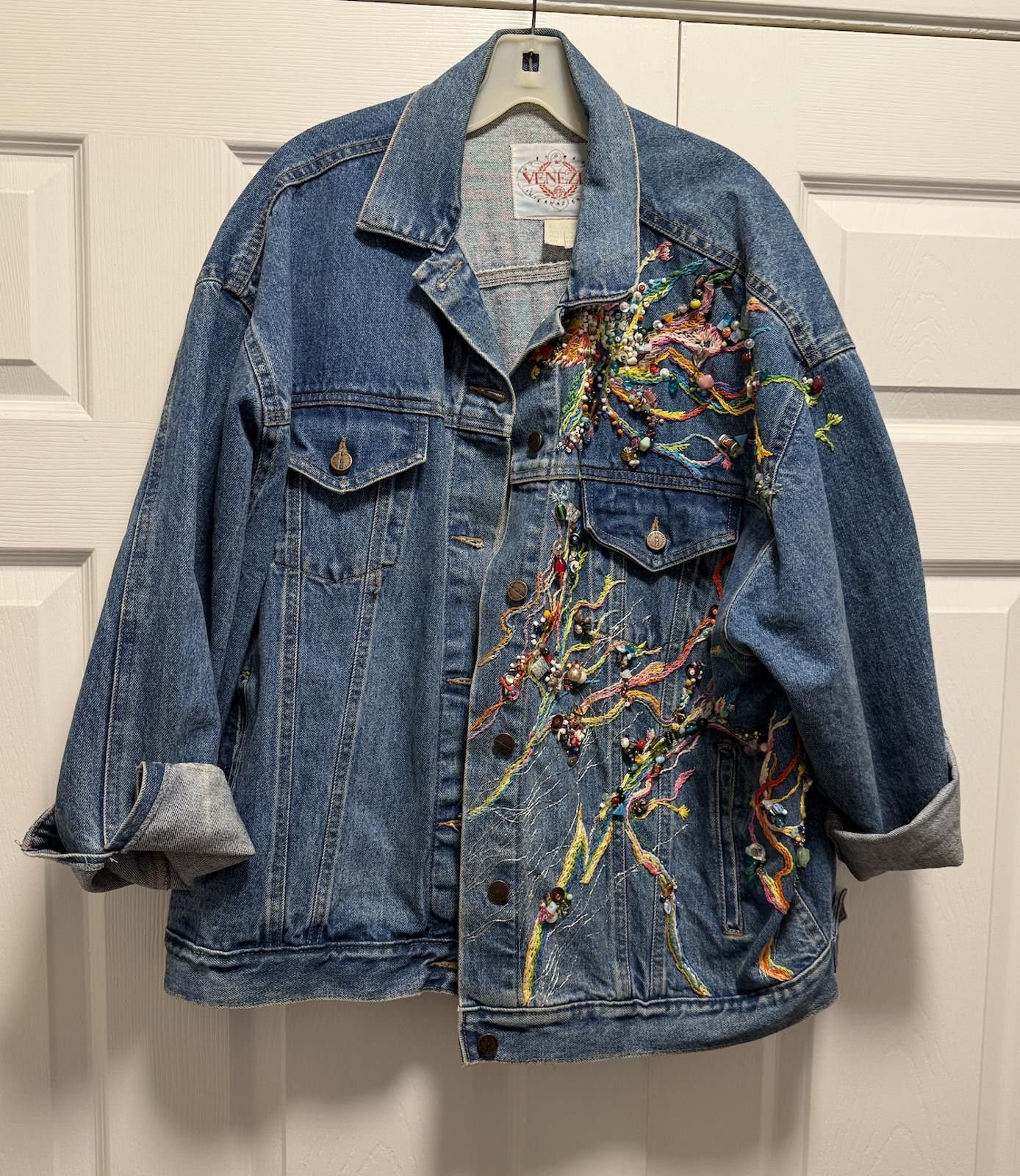 Barena Venezia Vintage Venezia Custom Beaded + Embroidered Denim Jacket Size M / US 6-8 / IT 42-44 - 2 Thumbnail