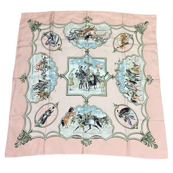 Hermes Hermes Hermès Les Chevaux des Moghols Carré90 Silk Scarf Textile Scarf DUTY FREE for USA Size ONE SIZE - 1 Thumbnail