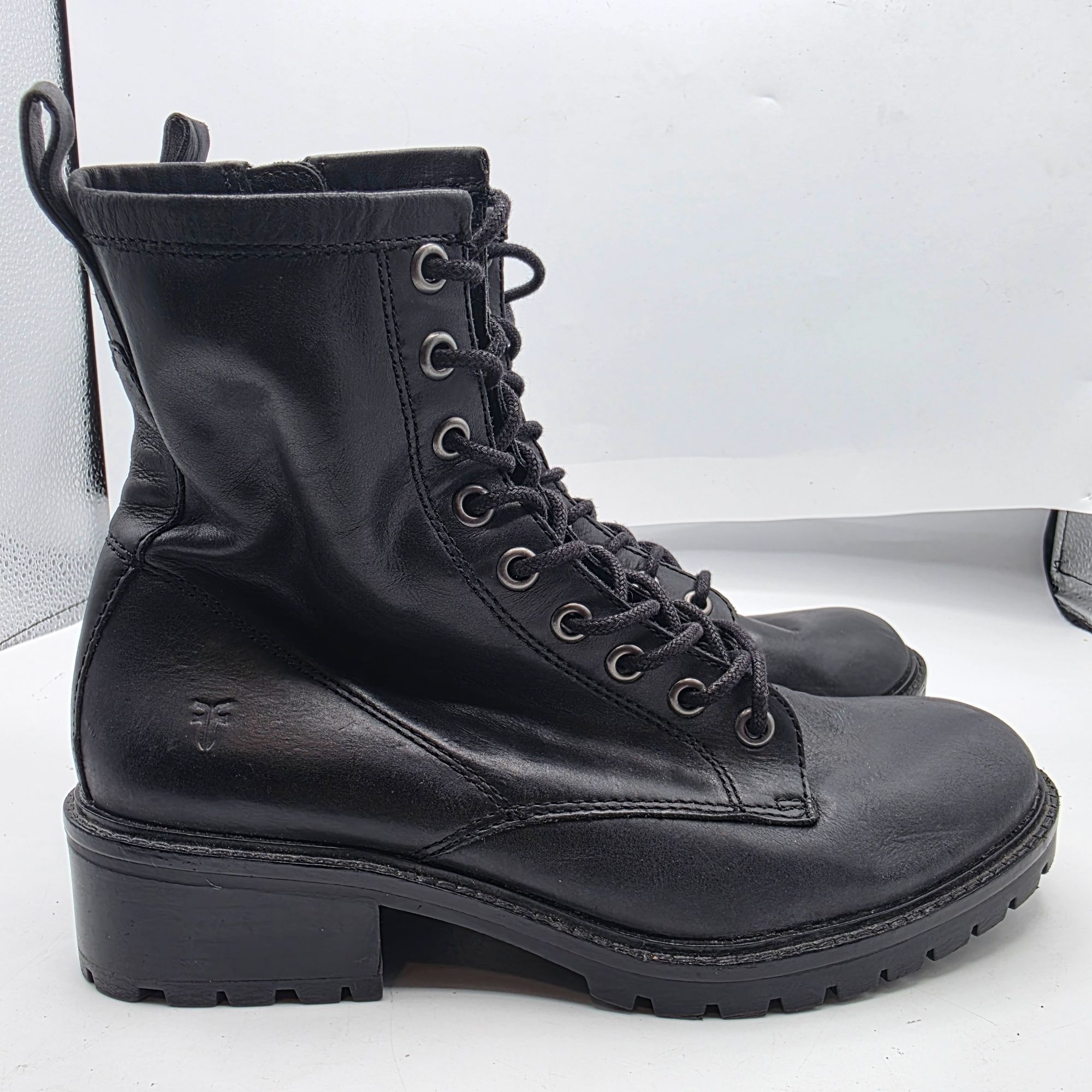 Frye Frye Foster Lace Up Combat Boots Womens Size 7 Black Party G Size US 7 / IT 37 - 11 Thumbnail