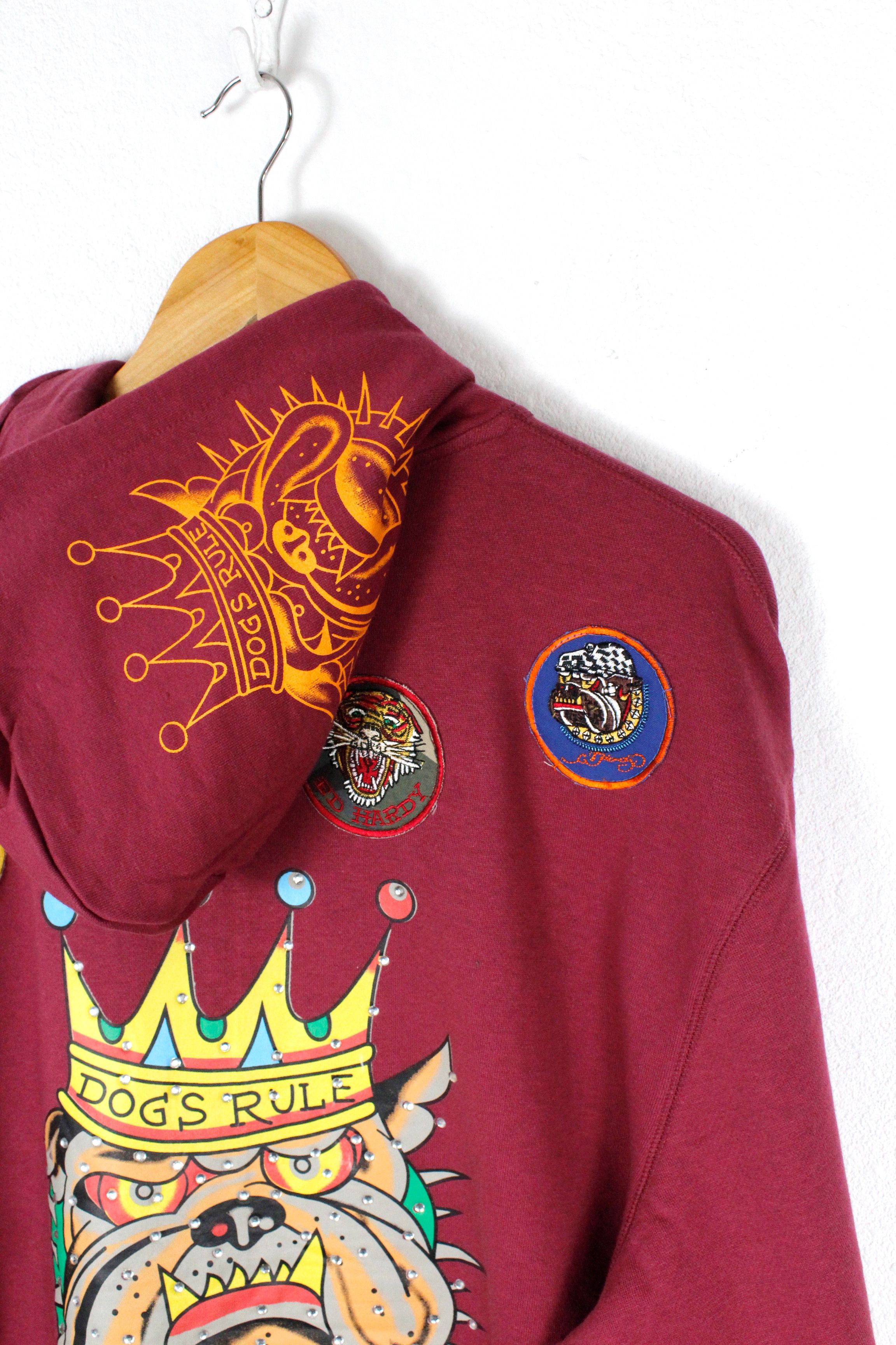 Ed Hardy Vintage Y2K ED HARDY Big Dog Logo Embellished Zip Hoodie Size US XL / EU 56 / 4 - 7 Thumbnail