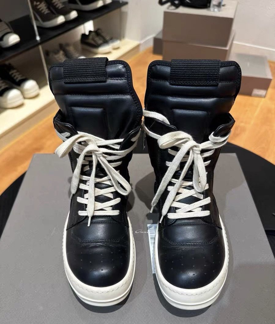 Rick Owens Rick Owens Classic Black Leather Geobasket High-Top Size US 5 / IT 35 - 2 Thumbnail
