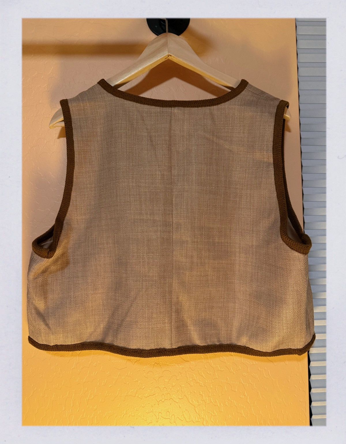 Other Vintage-Inspired Beige Vest with Olive Trim – Cottagecore Size L / US 10 / IT 46 - 5 Thumbnail