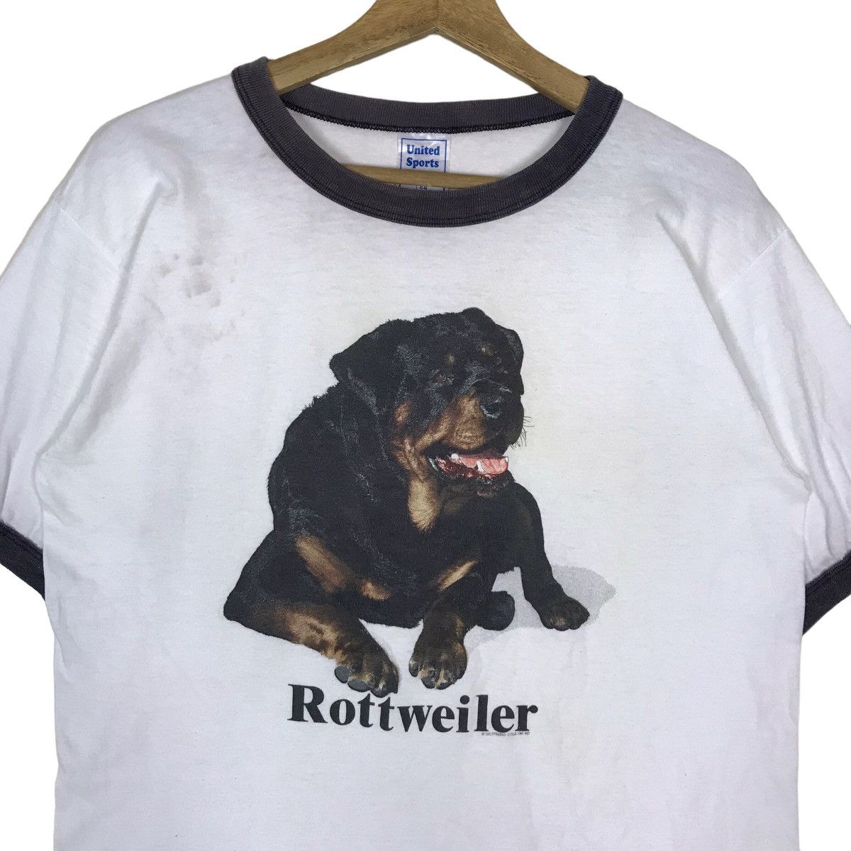 Vintage Vintage 80s Rottweiler Dog Breed Ringer Tee Shirt Size US L / EU 52-54 / 3 - 2 Thumbnail