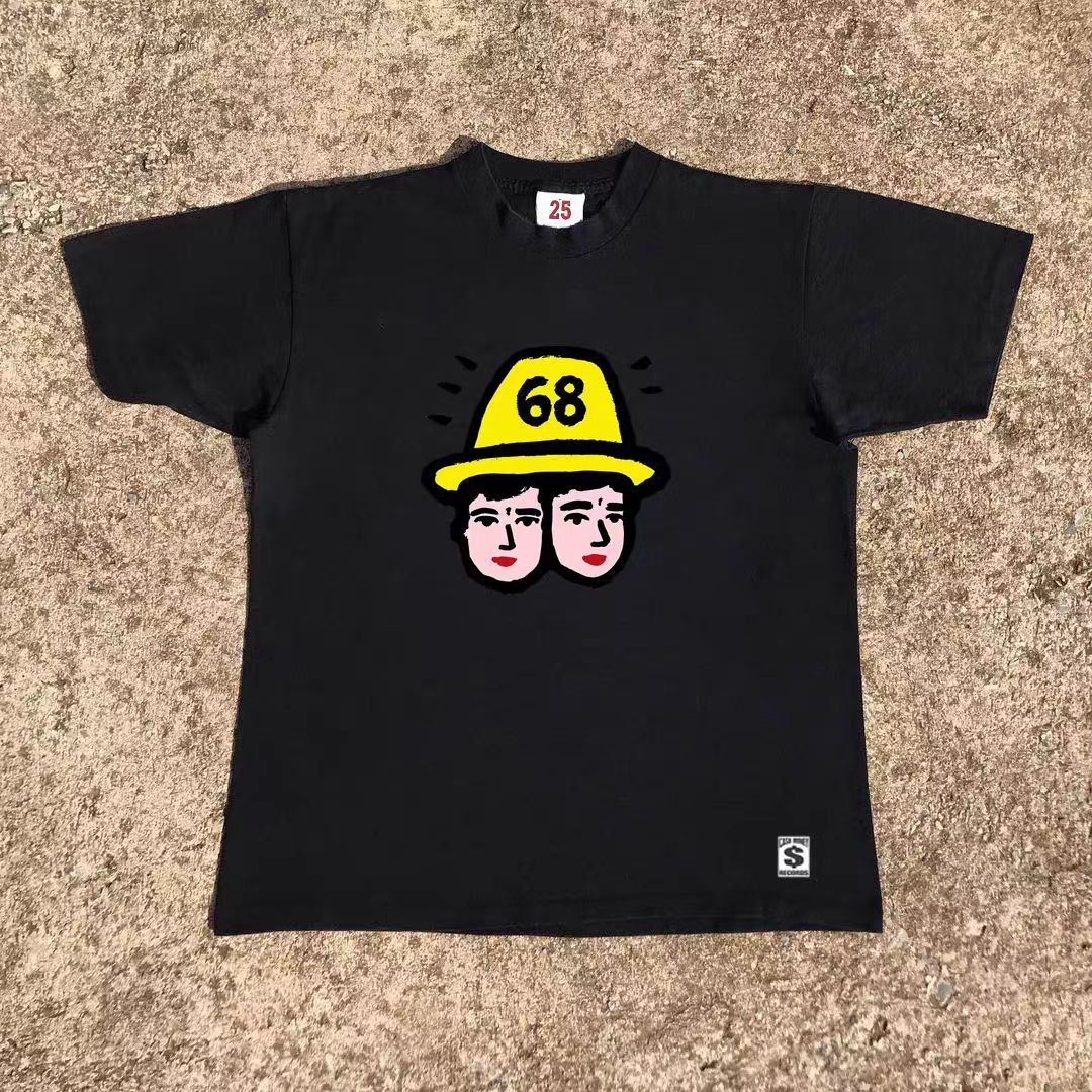 Japanese Brand × Vintage Black casual retro cartoon hat print t-shirt Size US M / EU 48-50 / 2 - 1 Thumbnail