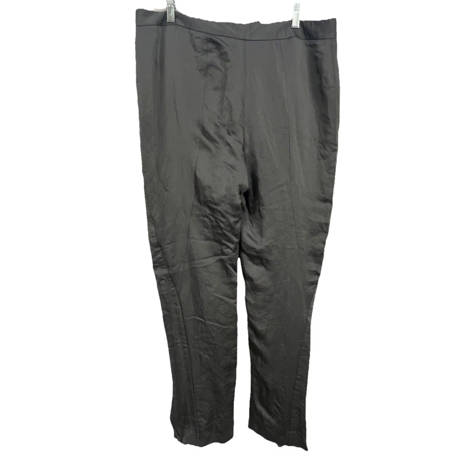 Donna Karan Donna Karan Shiny Satin Viscose Cargo Pants Size 14 Shadow Gray MSRP 95 Size 36" / US 14 / IT 50 - 3 Thumbnail