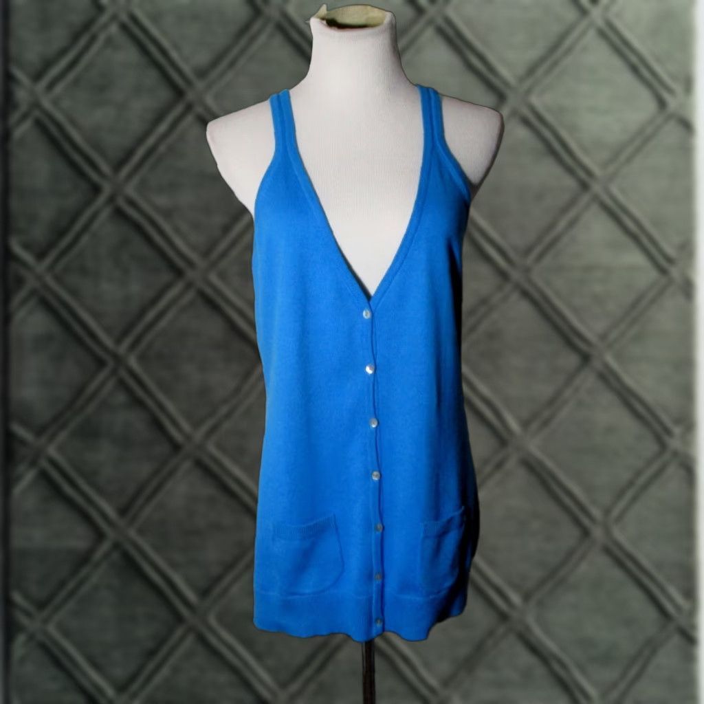 Tom Tailor TOM TAILOR Blue Sleeveless Cardigan Tank Sweater Vest Women's Size L NWT Size L / US 10 / IT 46 - 1 Thumbnail