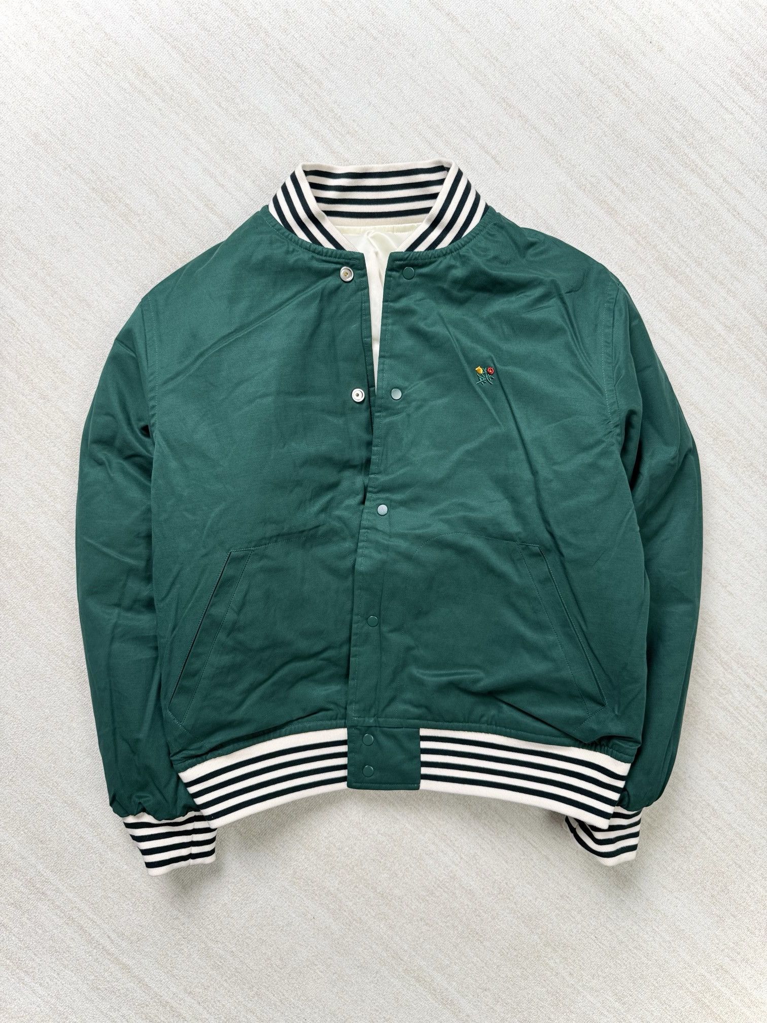 Aime Leon Dore UNWORN* ALD Reversible Satin Varsity Jacket Cream/Green Size US M / EU 48-50 / 2 - 6 Thumbnail