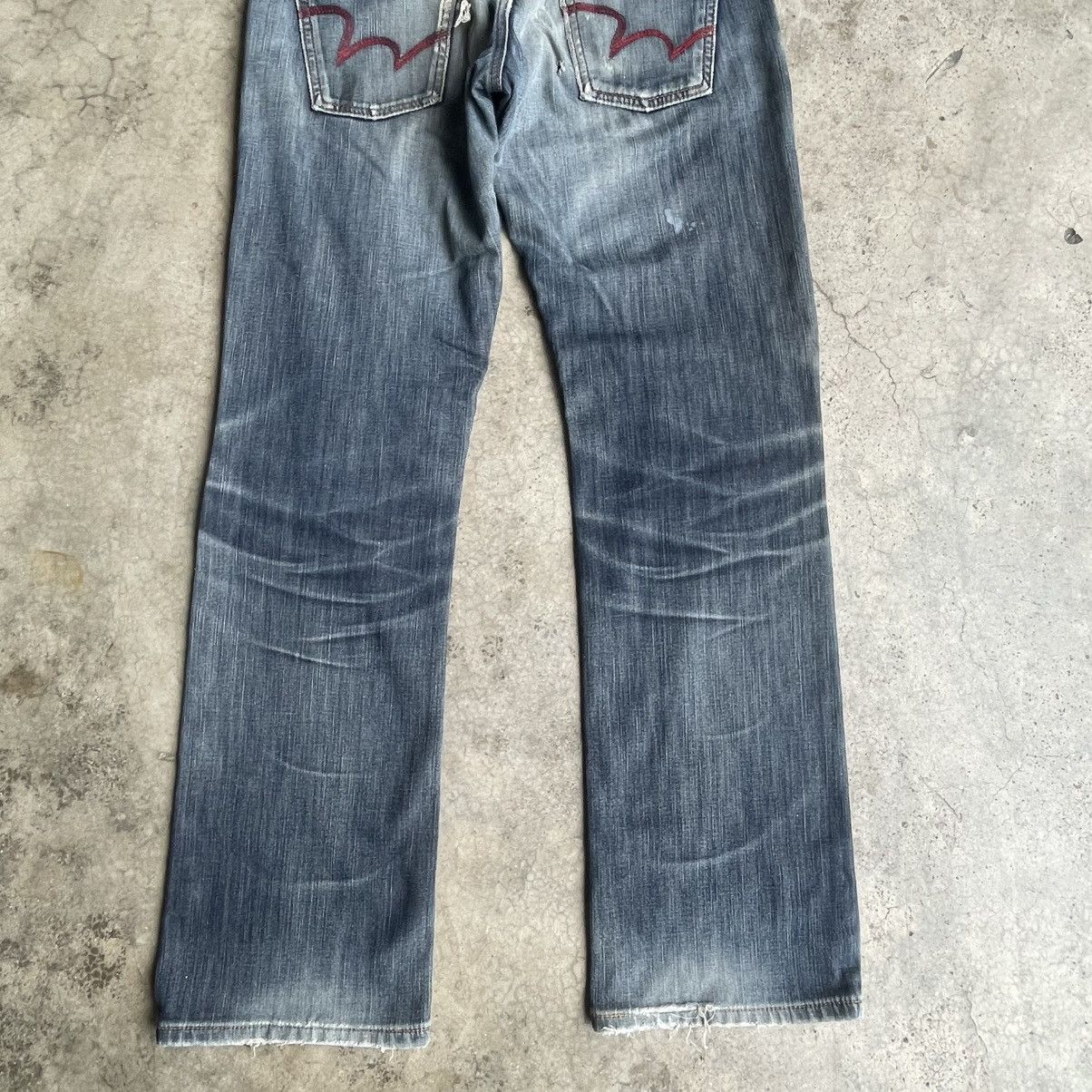 Edwin 🔥Vintage Edwin Edge Of Blue Stoned Washed Distress Jeans Size US 34 / EU 50 - 6 Thumbnail