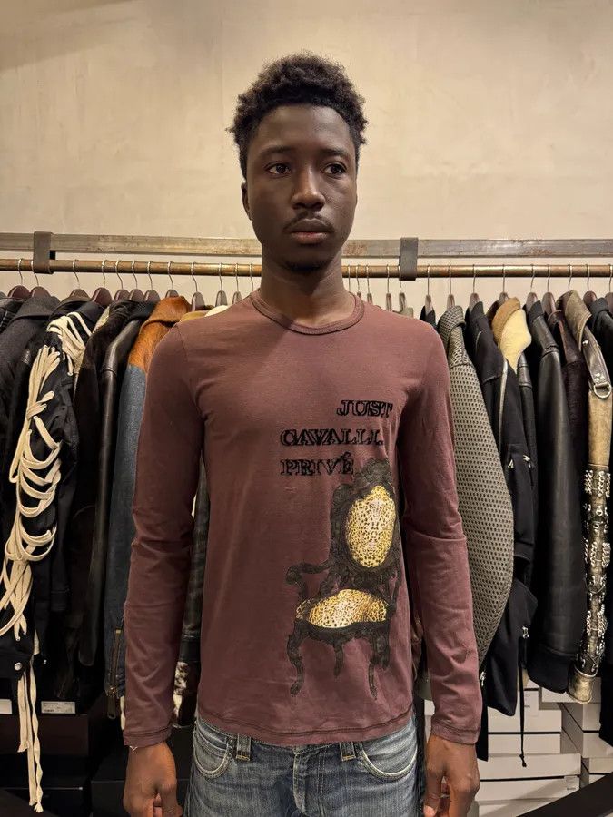 Designer × Roberto Cavalli × Vintage Cavalli Brown Cheetah Cozy Chair Longsleeves Size US S / EU 44-46 / 1 - 2 Thumbnail