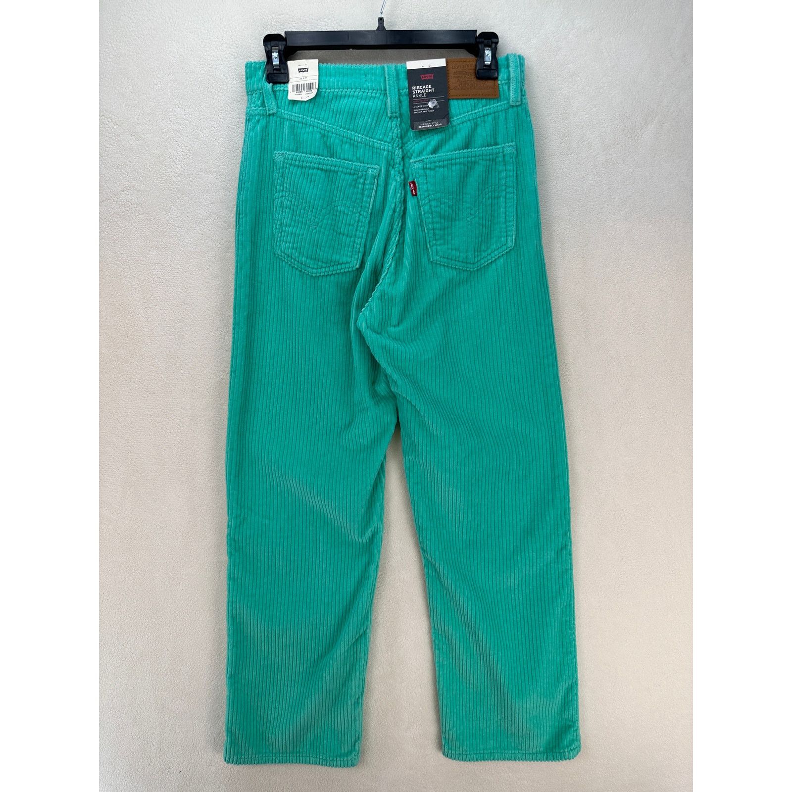 Levi's LEVI'S WOMEN'S RIBCAGE 26X27 TURQUOIS BLUE CORDUROY STRAIGHT Size 26" / US 2 / IT 38 - 6 Thumbnail