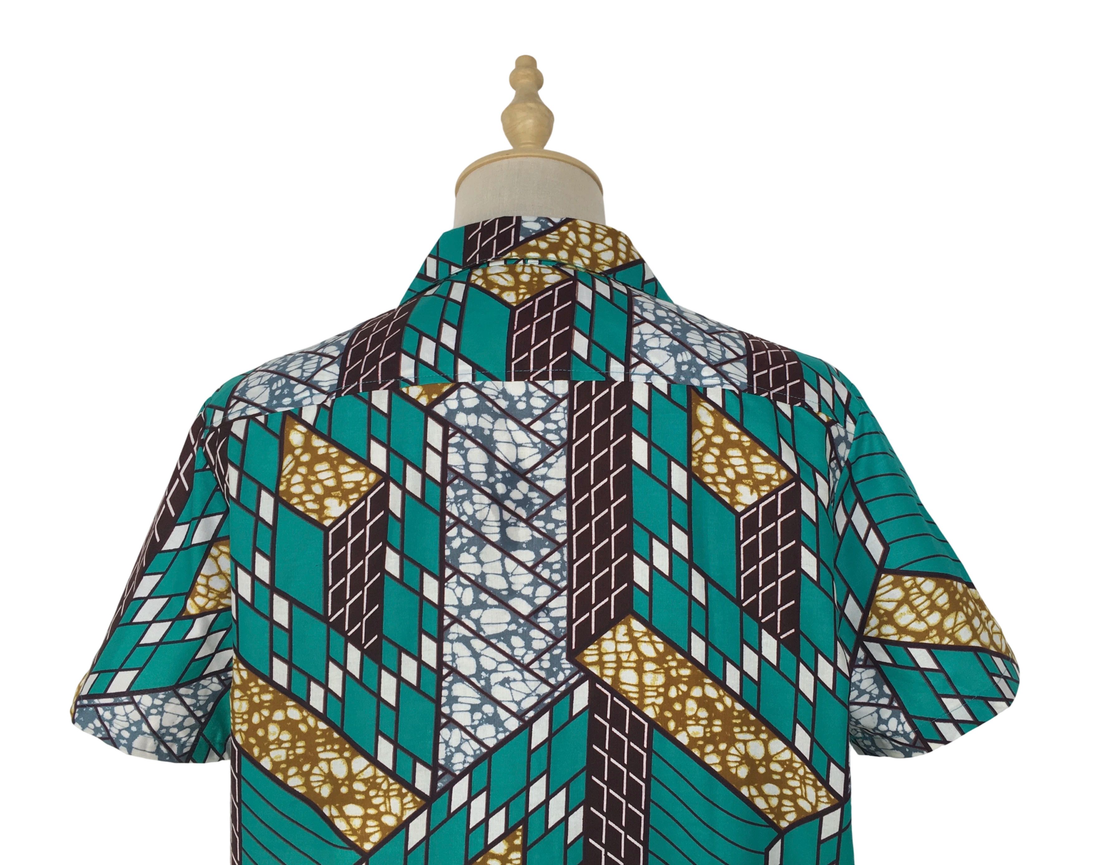 Other African Wax Print Men Shirt Short Sleeves Summer Size US M / EU 48-50 / 2 - 7 Thumbnail