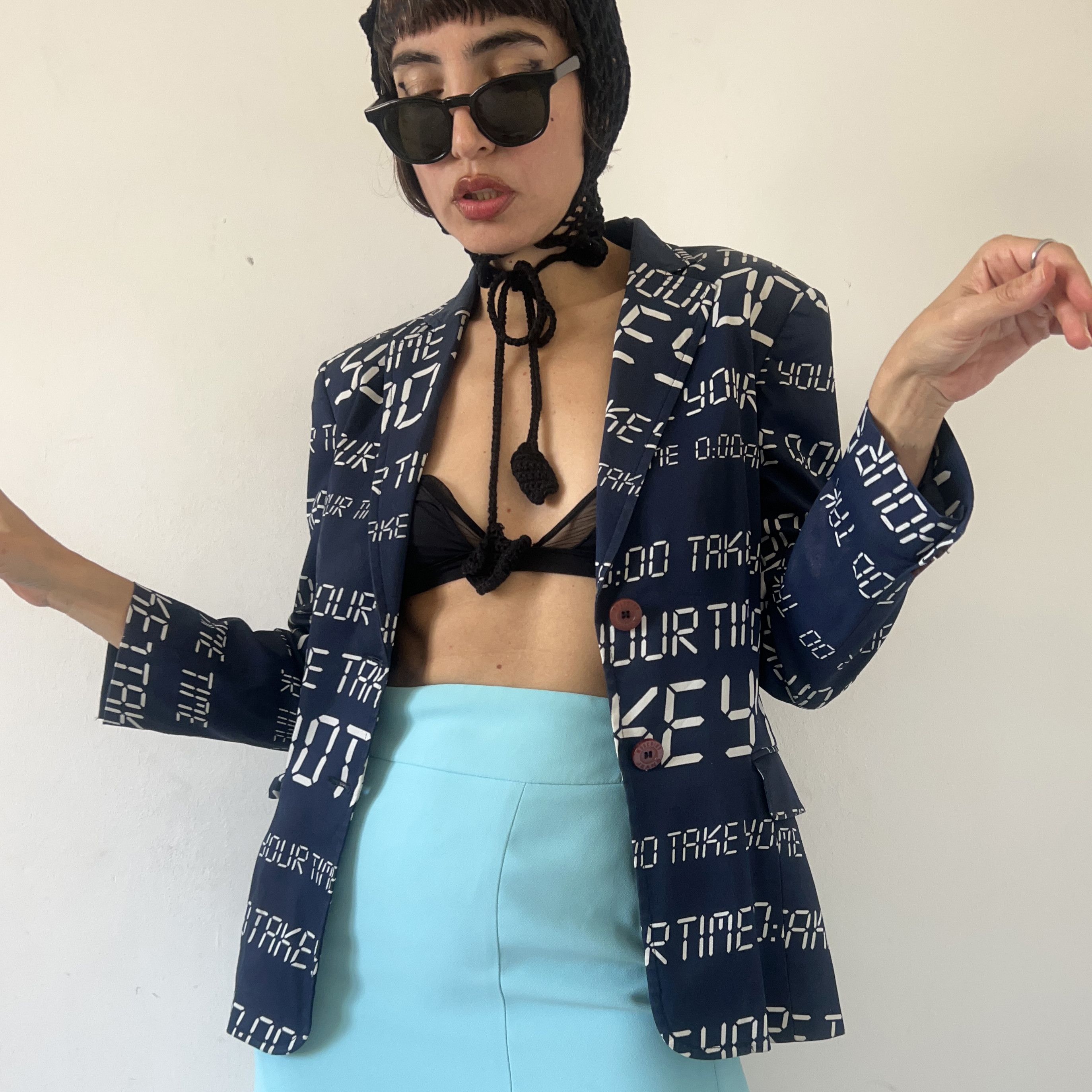 Moschino Vintage 90s Moschino alarm clock print blazer Size M / US 6-8 / IT 42-44 - 6 Thumbnail