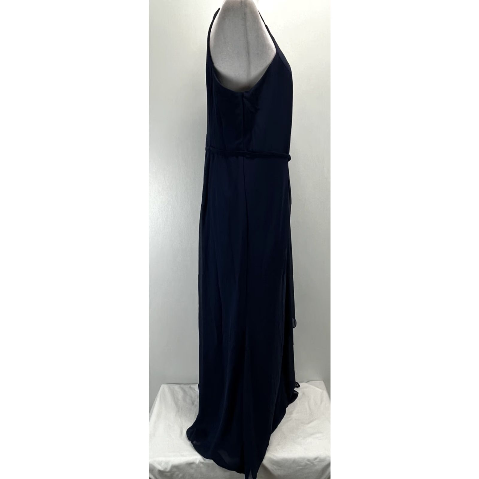 David's Bridal Formal Dress Gown Women's Plus 18 Navy Sleeveless Chiffon  Flowy GUC