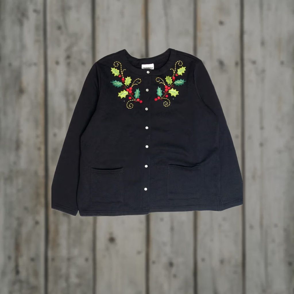 Vintage VINTAGE Black Ugly Christmas Cardigan Breckenridge 63032 Cardigan X-Large Black Men's/Womens XXL Fits Like XXL 26” length 24” chest 48” bust Size XL / US 12-14 / IT 48-50 - 1 Thumbnail