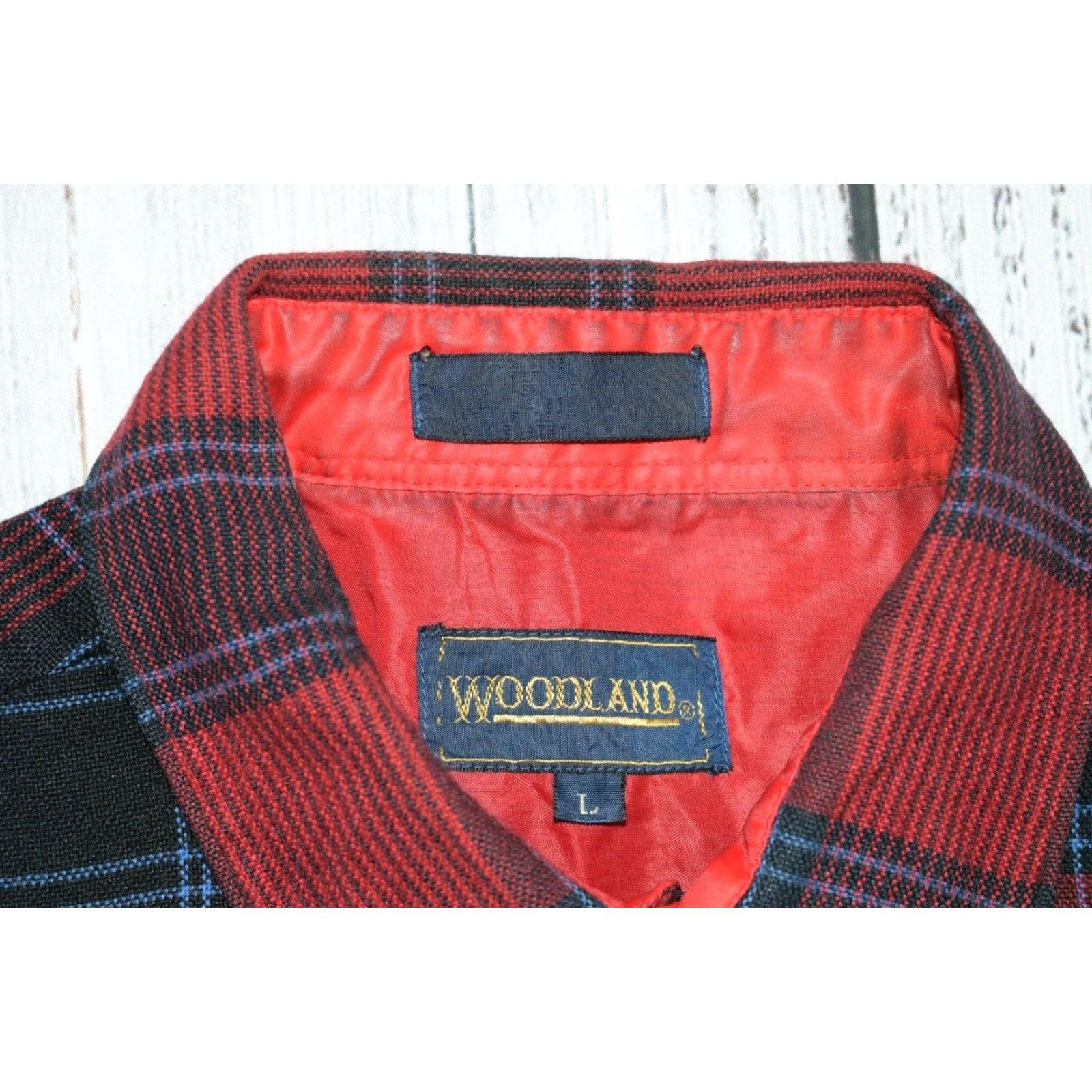 Vintage VINTAGE Woodland Shirt Adult Large Red Plaid 1990s Rockabilly Cotton Blend Button-Front Men’s L Size US L / EU 52-54 / 3 - 5 Thumbnail