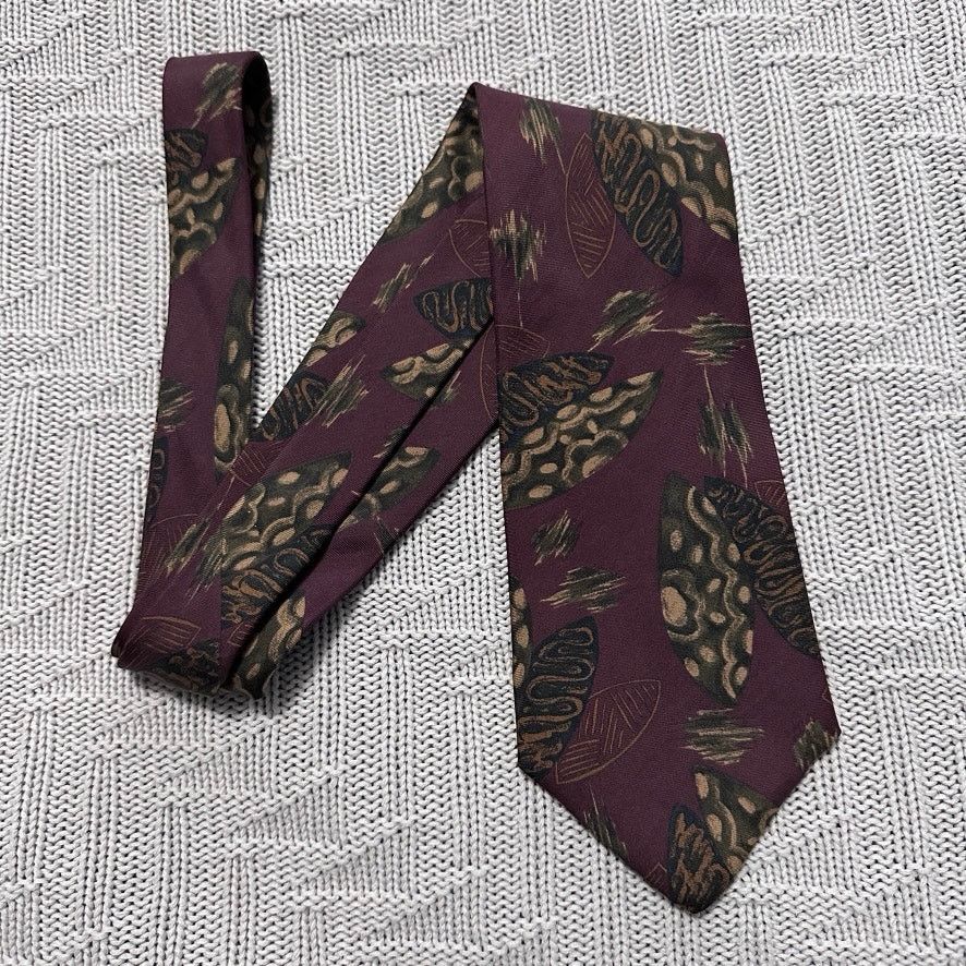 Vintage Vintage 80s maroon abstract Italian silk tie Size ONE SIZE - 1 Thumbnail