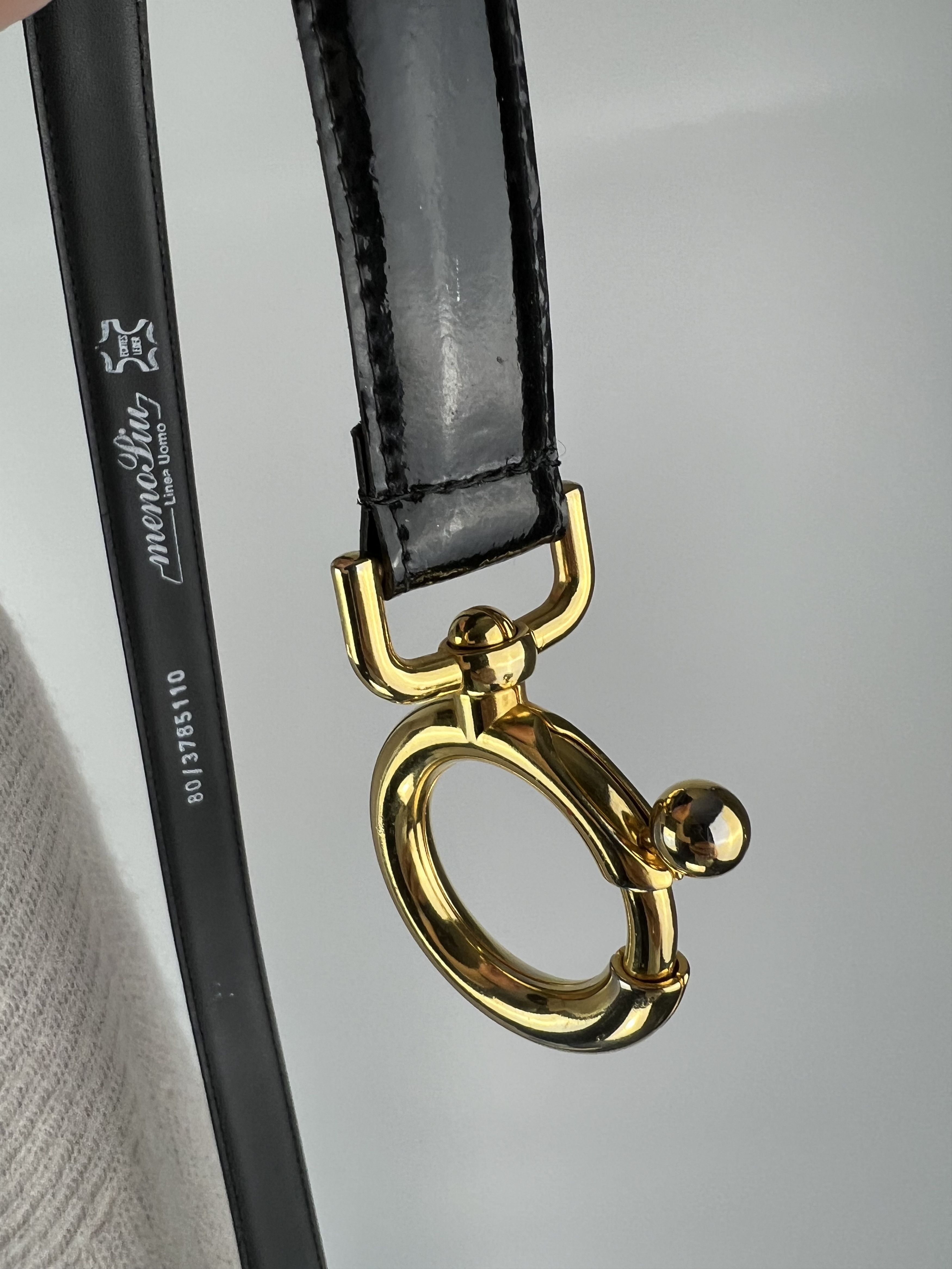Designer × Vintage Vintage Black Leather Belt Size 80 Size ONE SIZE - 4 Thumbnail