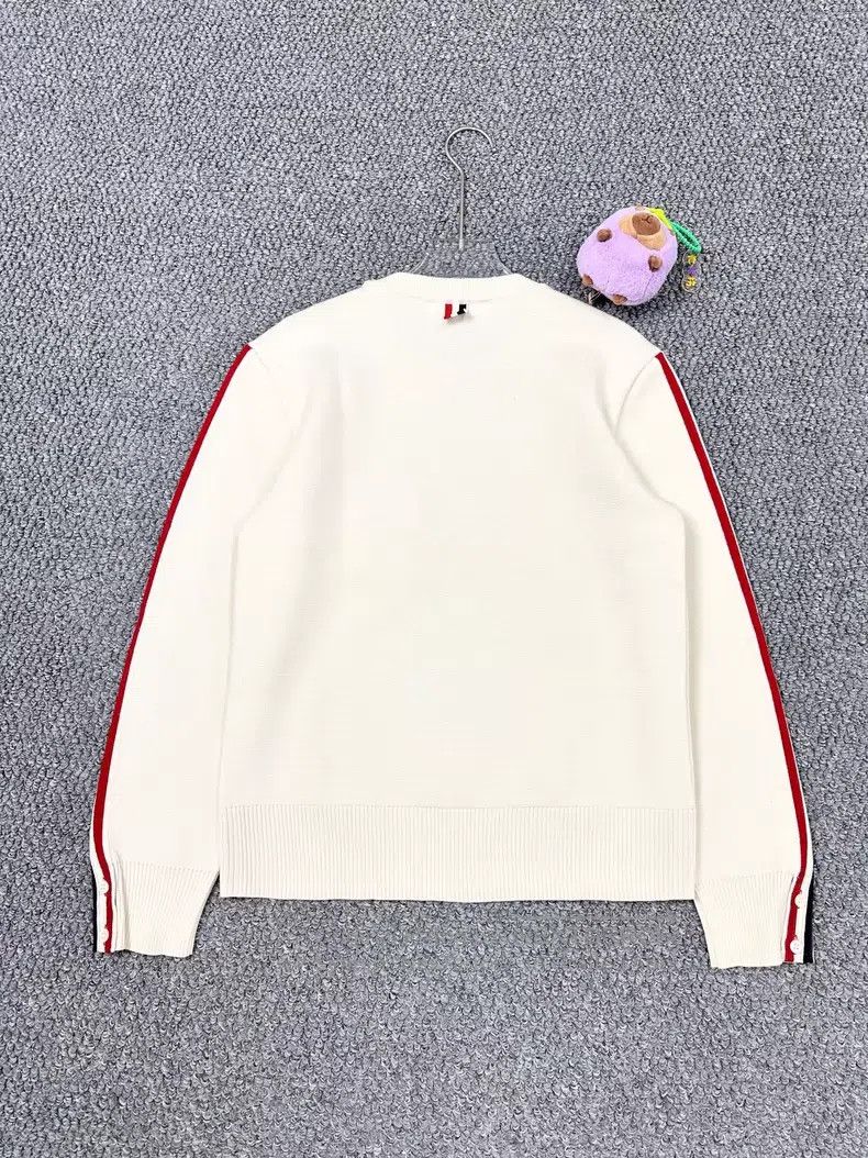 Thom Browne Thom Browne Beige side striped knit sweater Size US XS / EU 42 / 0 - 2 Thumbnail