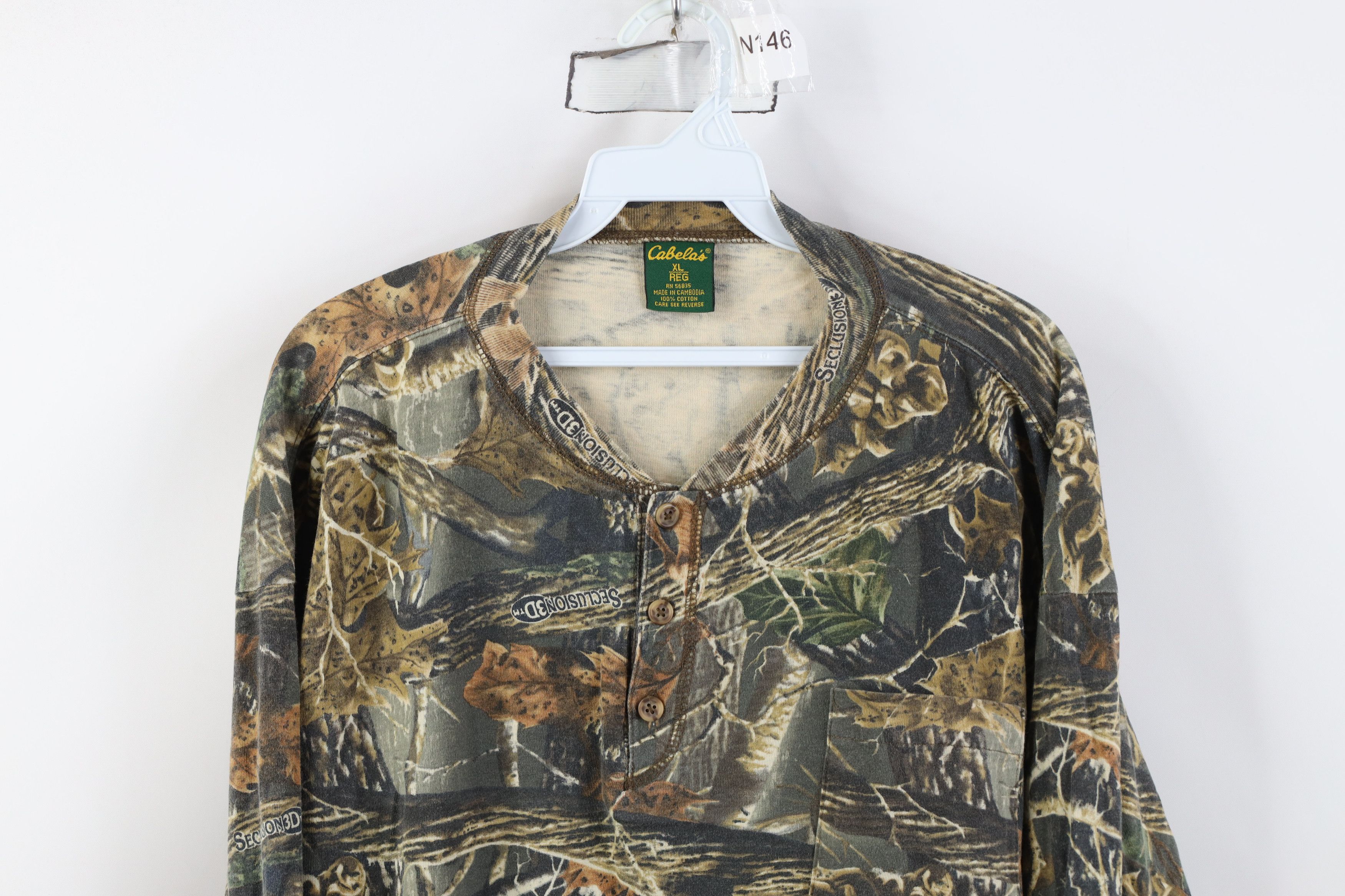 Cabelas Vintage 90s Y2K Cabelas Long Sleeve Henley T-Shirt Cotton Size US XL / EU 56 / 4 - 2 Thumbnail