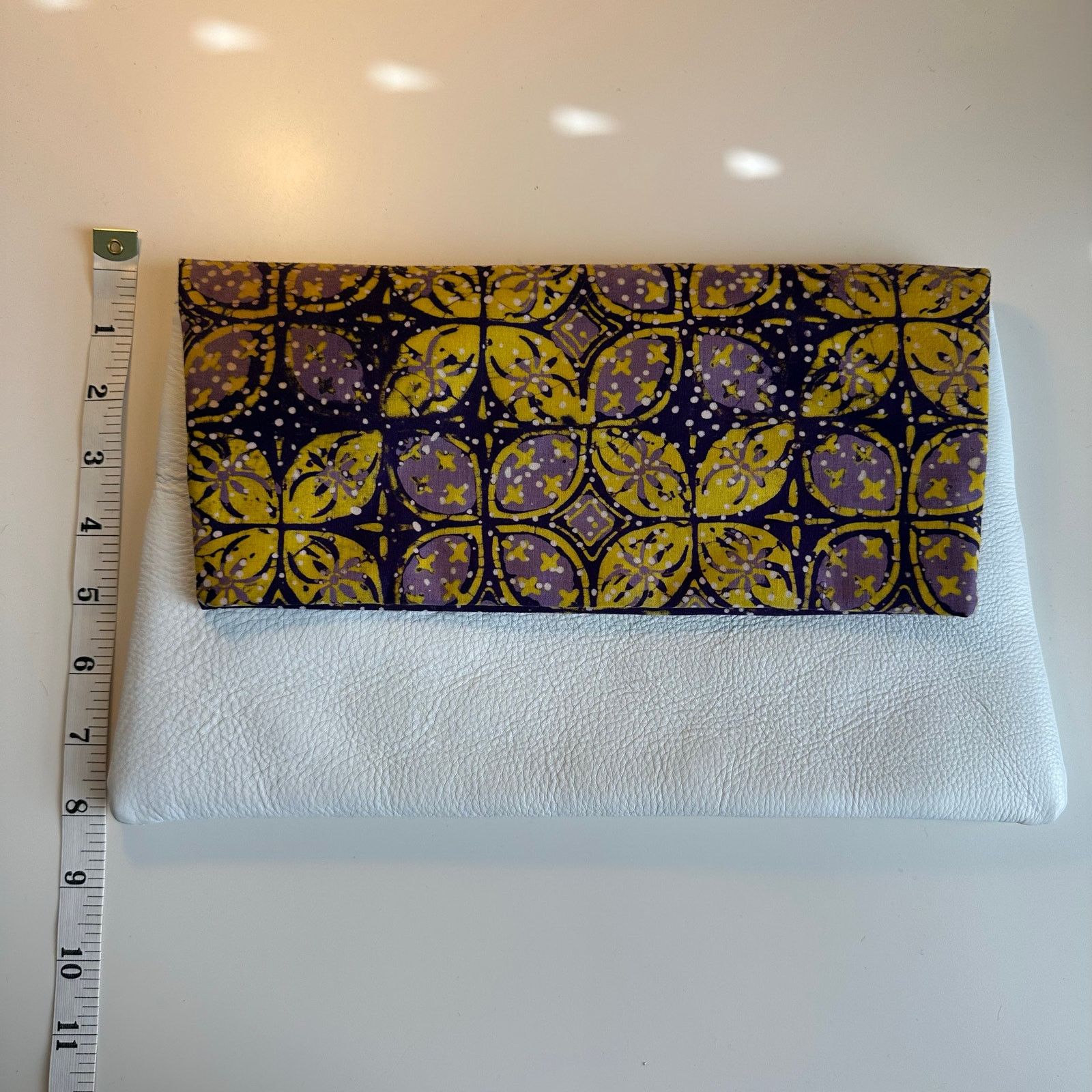 Other White Clutch Envelope Fold Over Genuine Leather Batik Print Size ONE SIZE - 1 Thumbnail